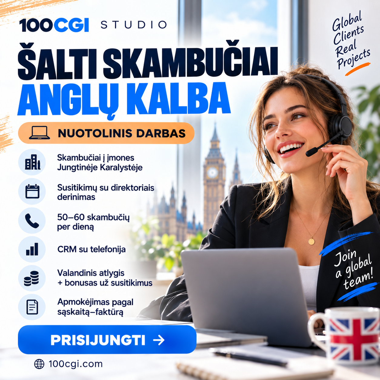 Ruden Consulting Facebook ad: Nuotolinis darbas anglų kalba
