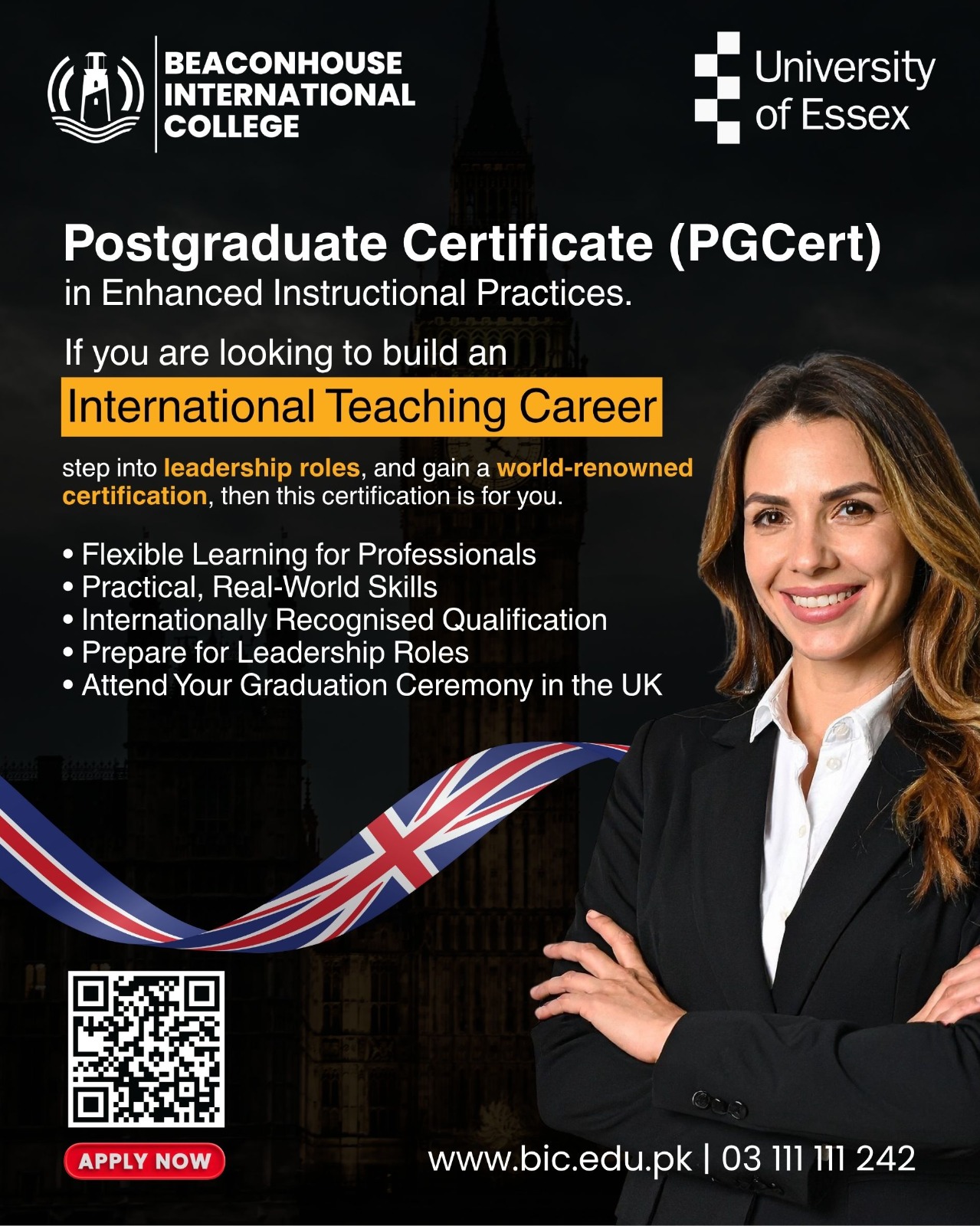 Beaconhouse International College Facebook ad: Postgraduate Certificate (PGCert) in Enhanced…