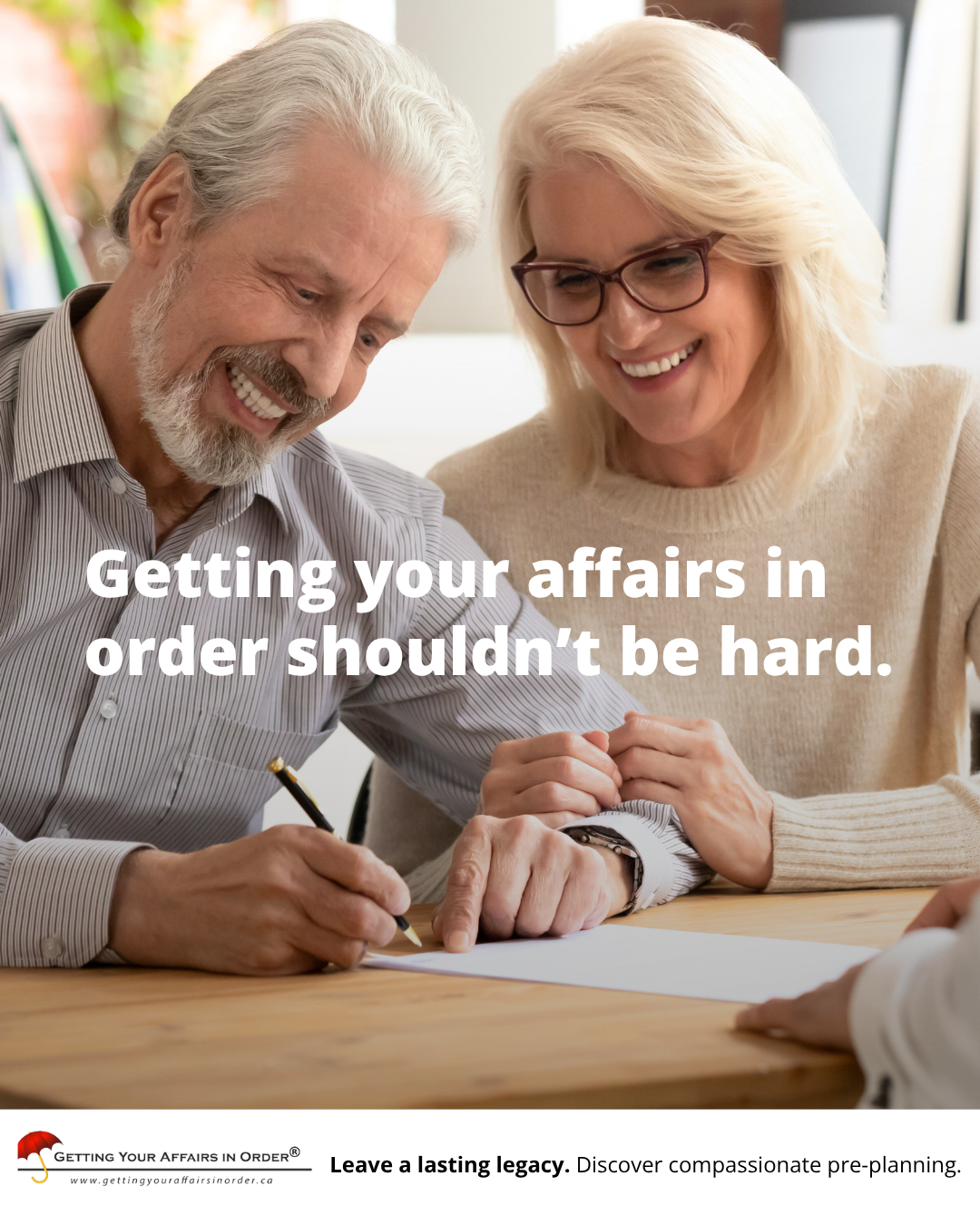 Getting Your Affairs In Order Facebook ad: Receive your free PDF guide