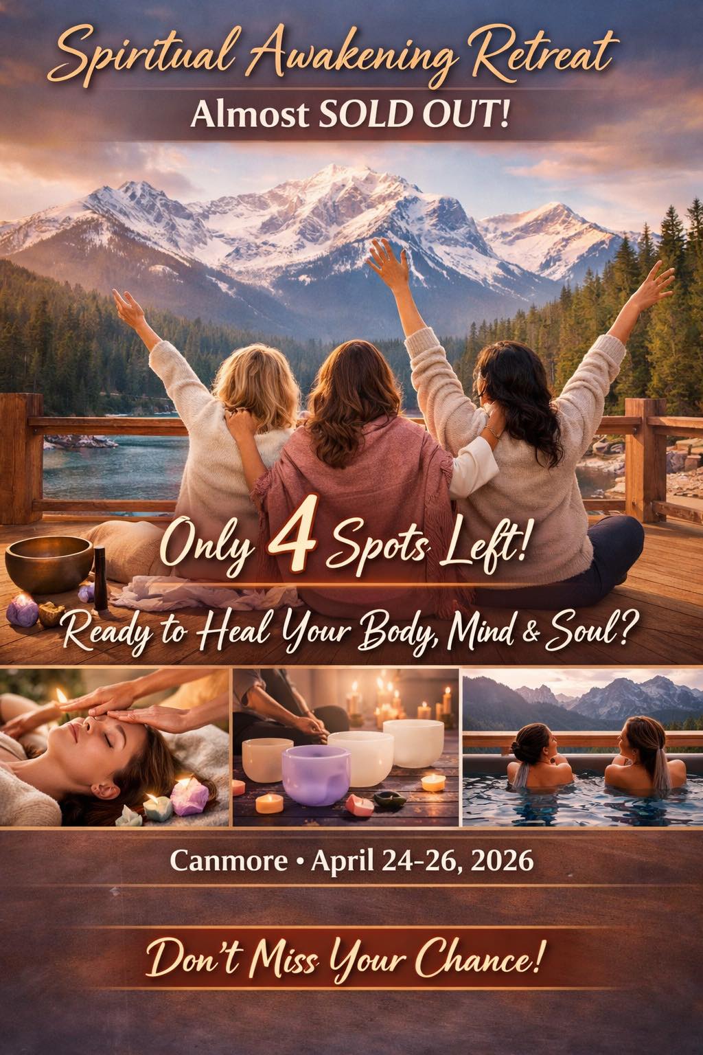 Spirit 2 Soul Awakening Facebook ad: Spiritual Awakening Retreat, Almost SOLD OUT