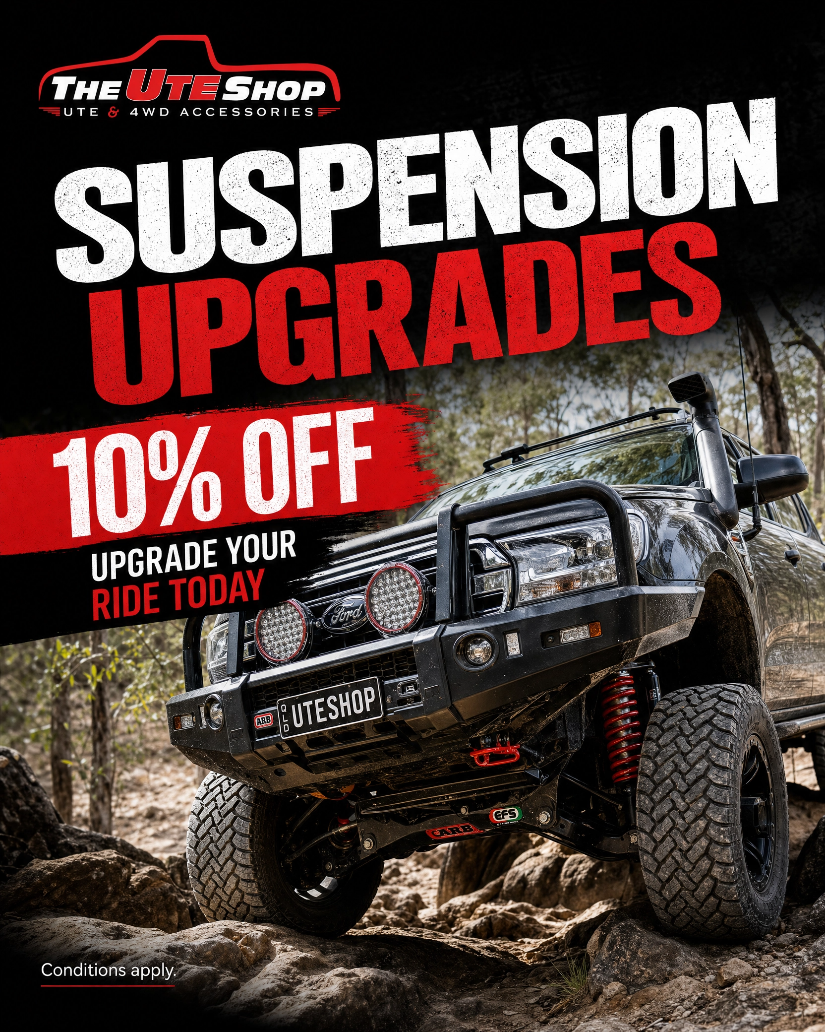 The Ute Shop Facebook ad: 10% off All suspension Upgrades at The Ute…