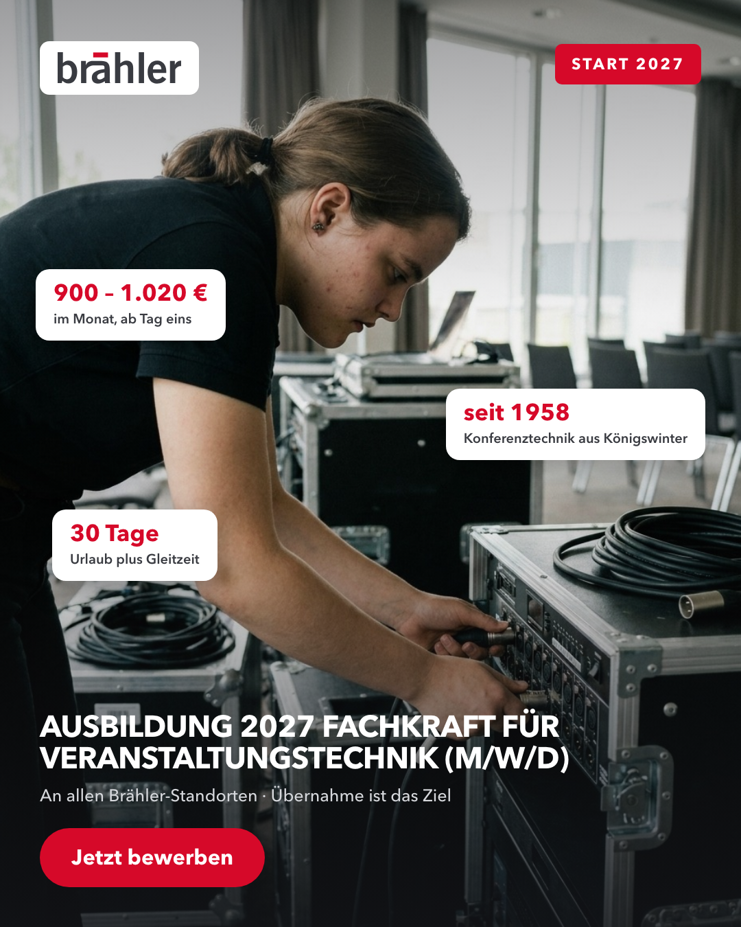 Brähler ICS Konferenztechnik Facebook ad: Bewerben in drei Minuten