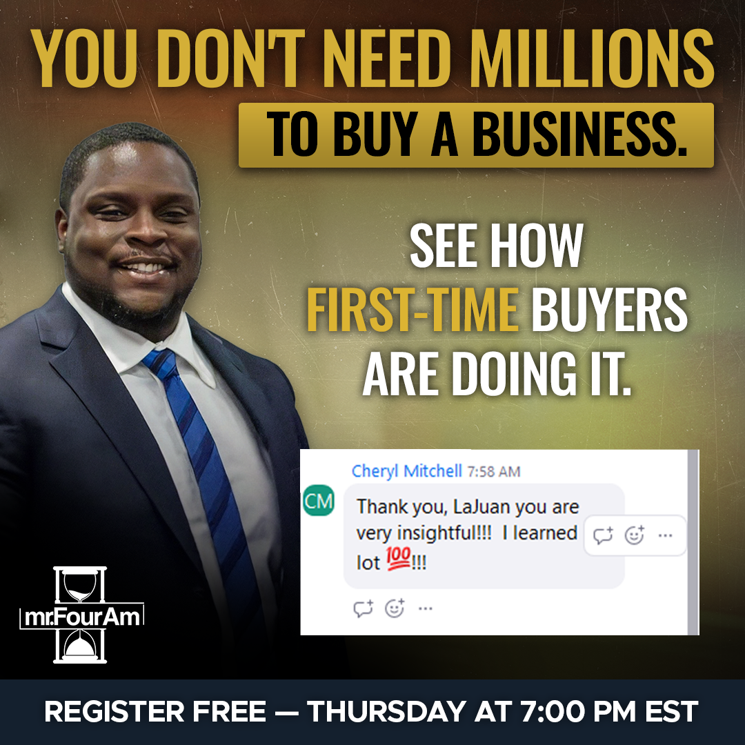 LaJuan mr.FourAM Payne Facebook ad: From six-figure salary to business owner in 90 days