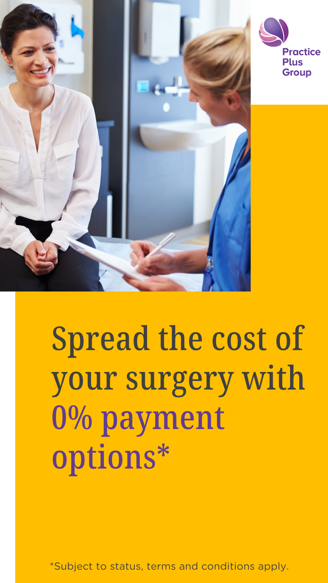 Practice Plus Group Hospitals Facebook ad: Spread the cost of your surgery.