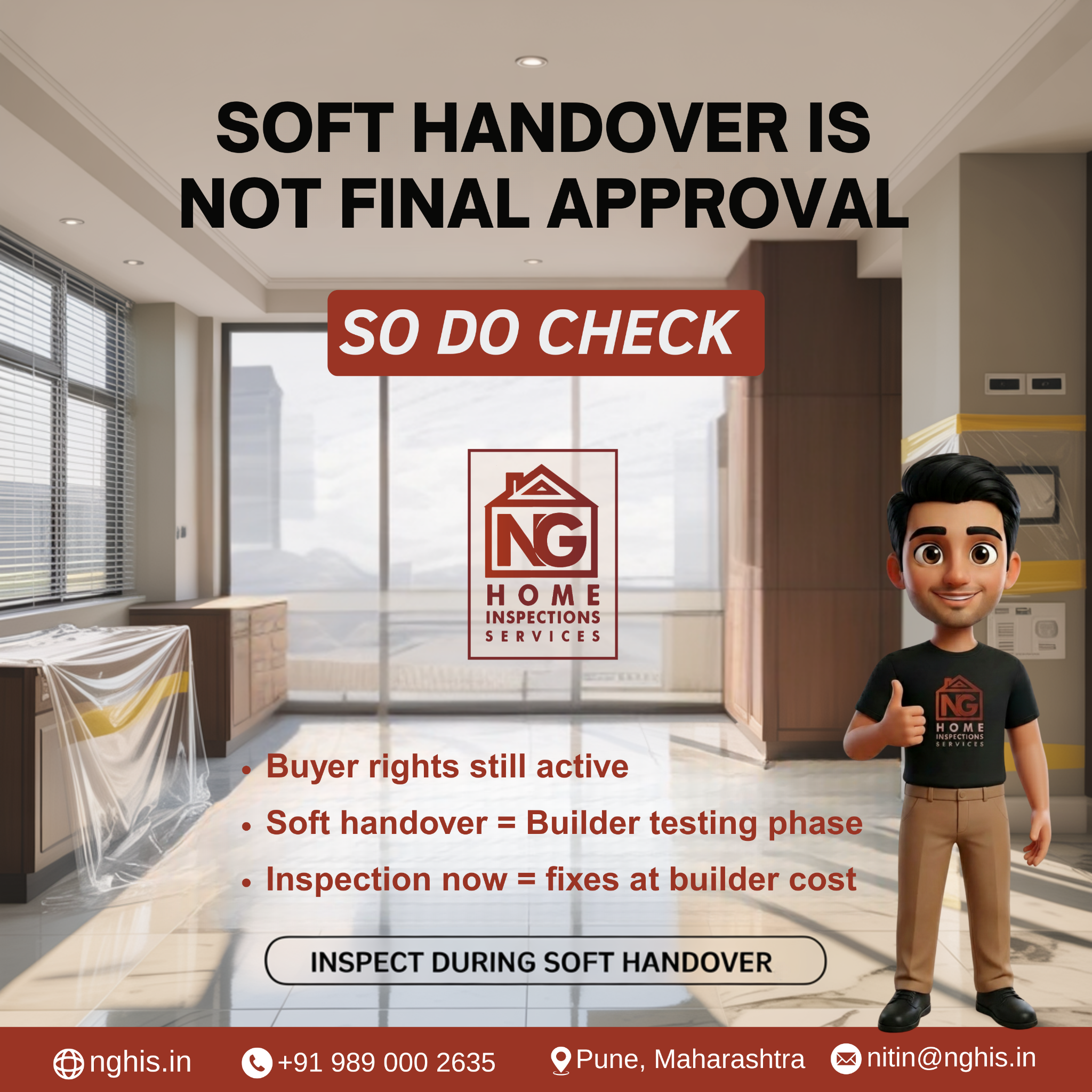 NG Home Inspection Facebook ad: Soft Handover ≠ Final Approval. Get It Checked First.