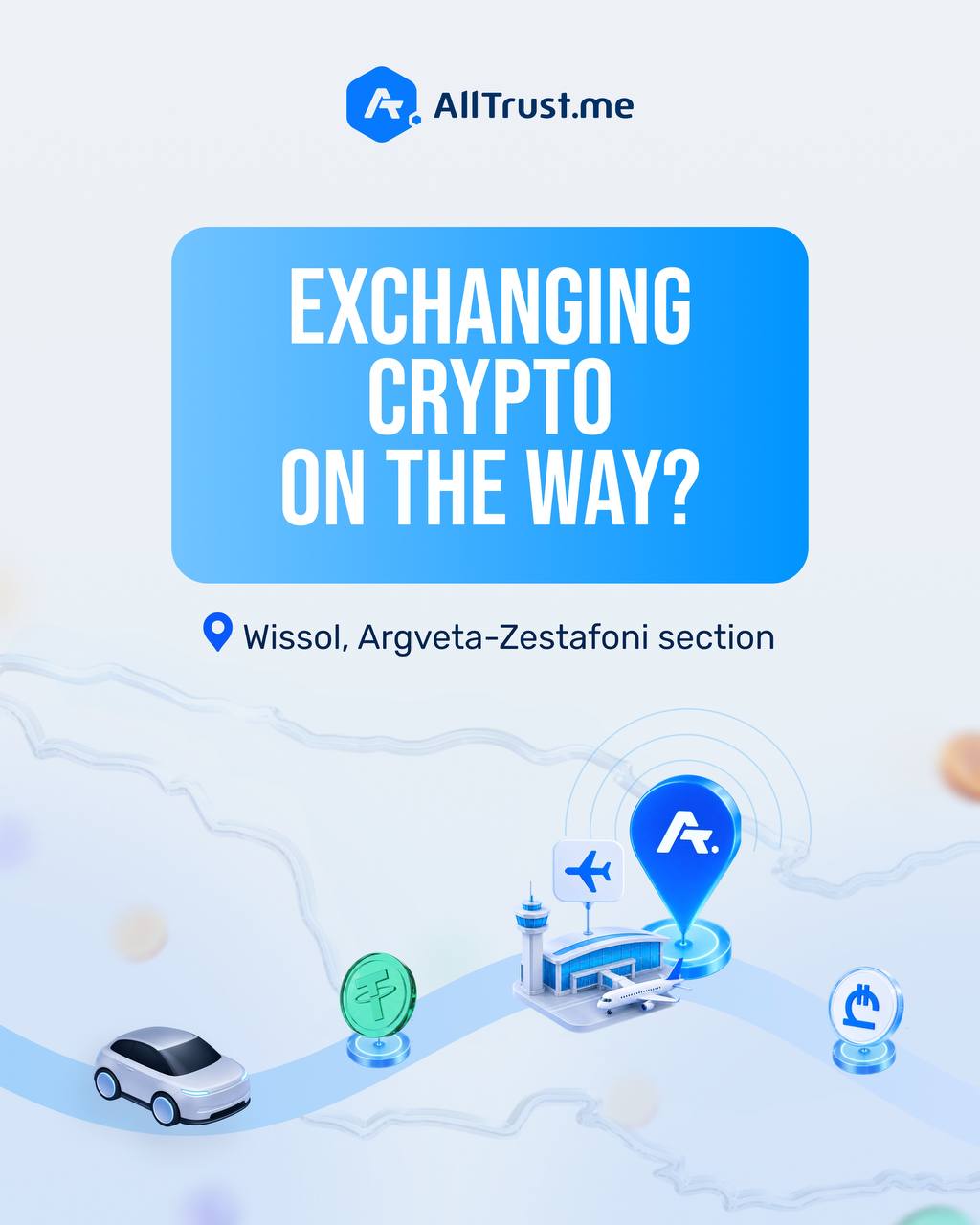 AllTrust.Me - Crypto exchange service Facebook ad: Exchange Crypto Online in seconds