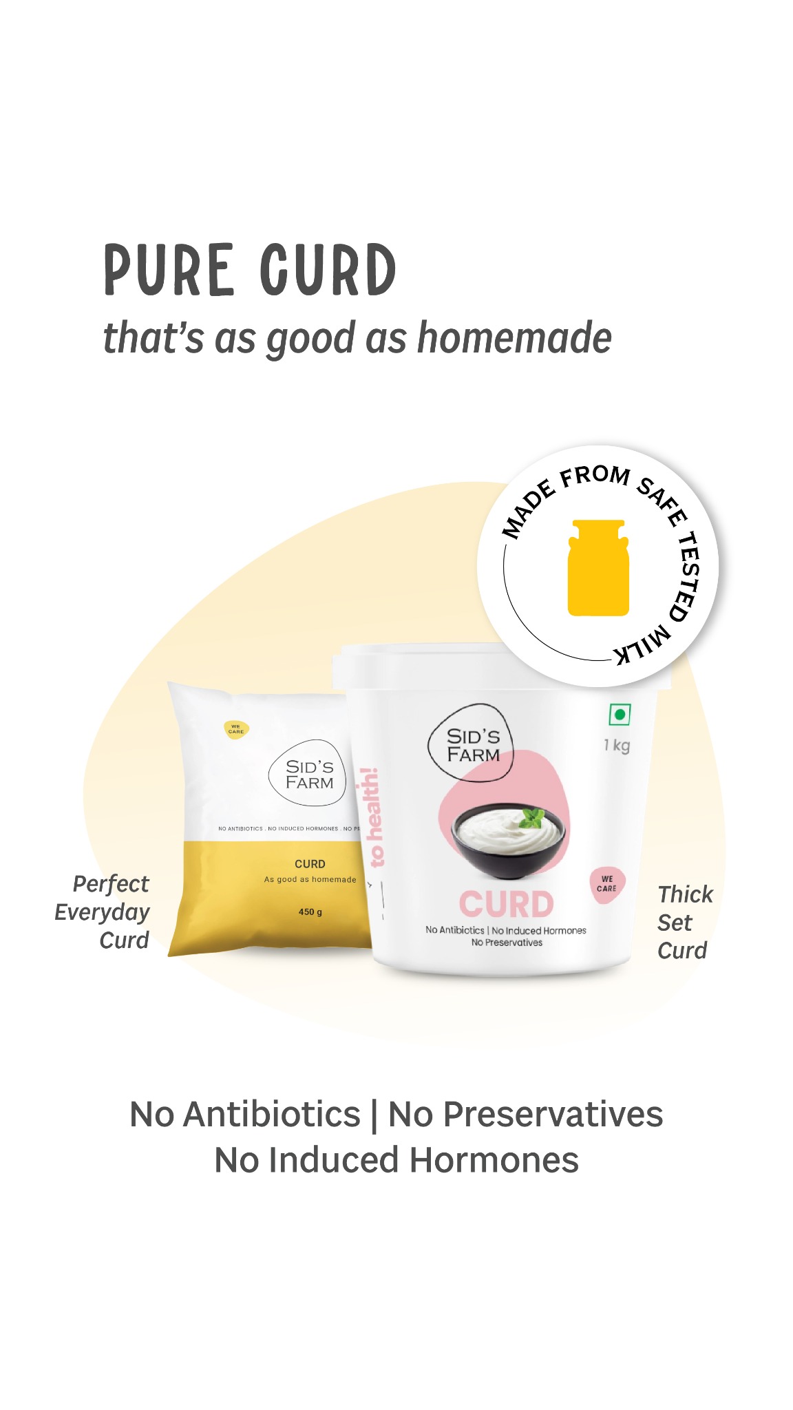 Sid's Farm Facebook ad: Every batch of milk tested, every packet pure. That's how…