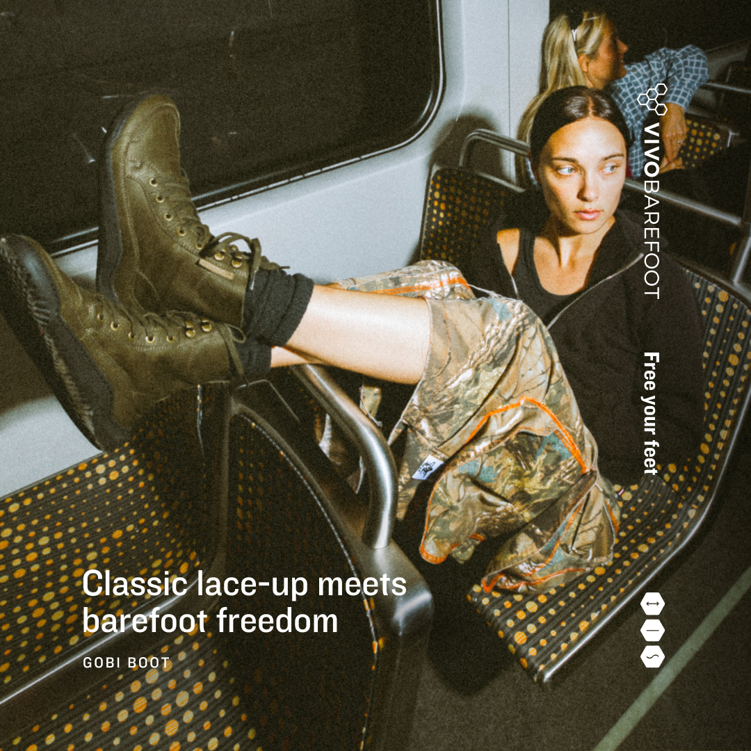 Vivobarefoot Facebook ad: Classic boots, barefoot freedom