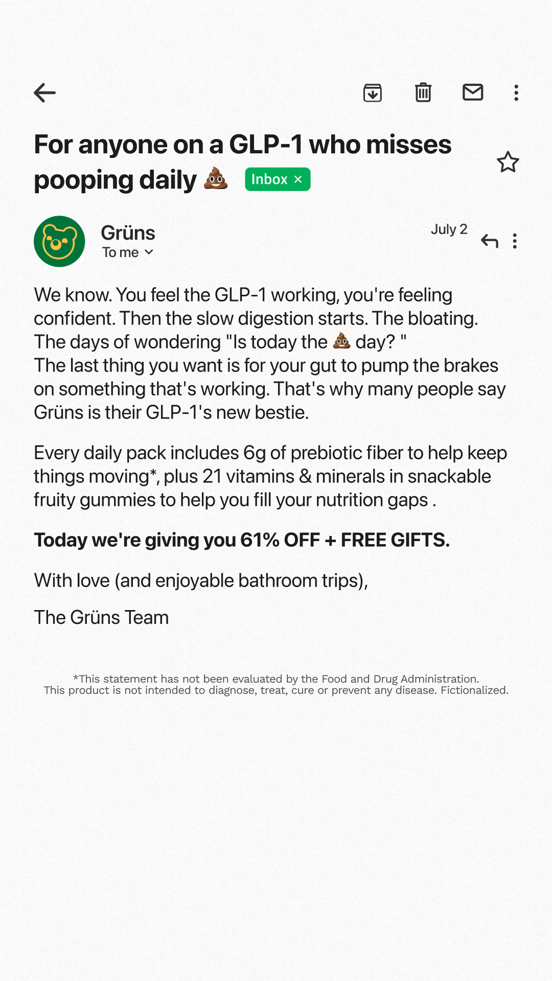 Grüns Facebook ad
