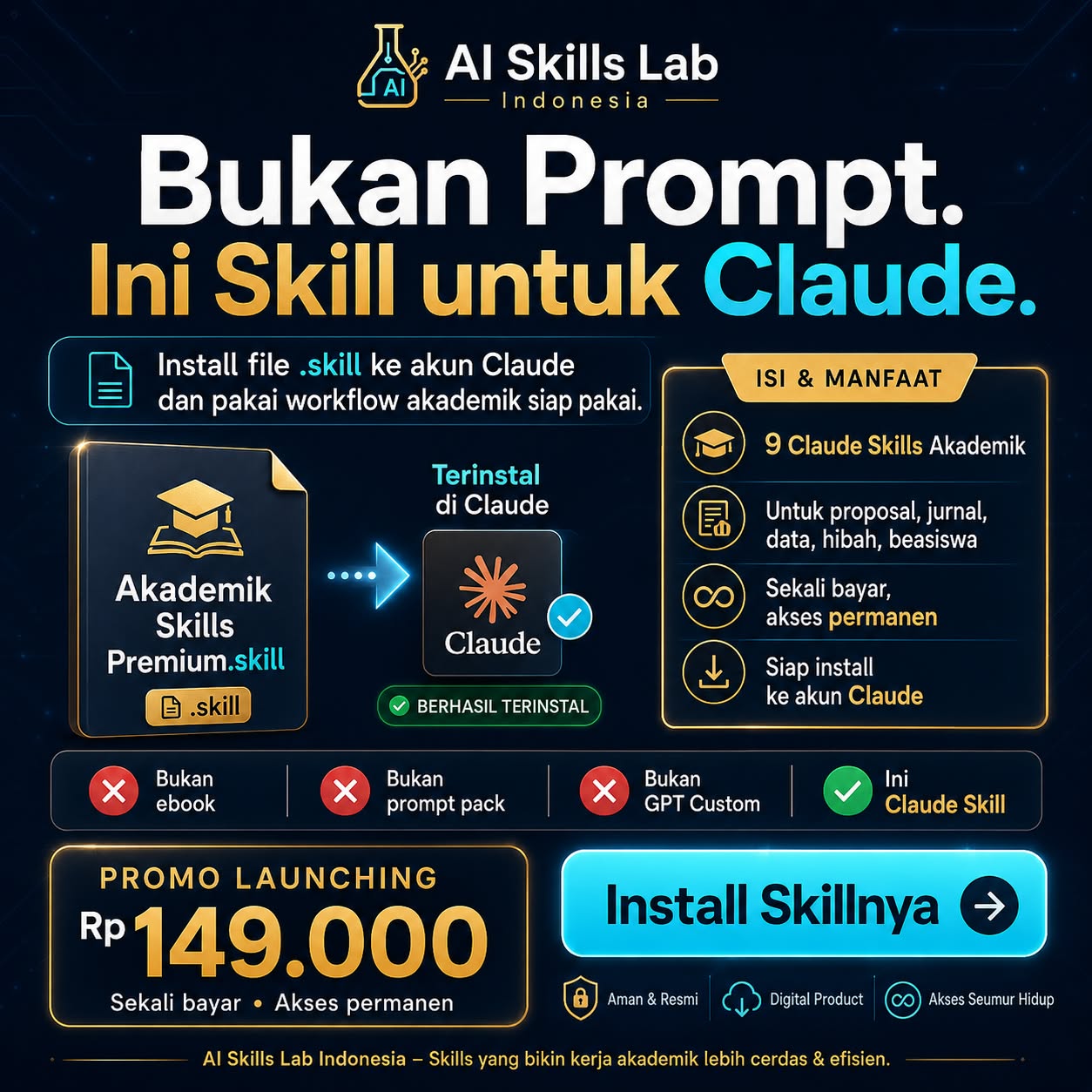 AI Skills Lab Indonesia Facebook ad: Bukan Prompt, Ini Claude Skill