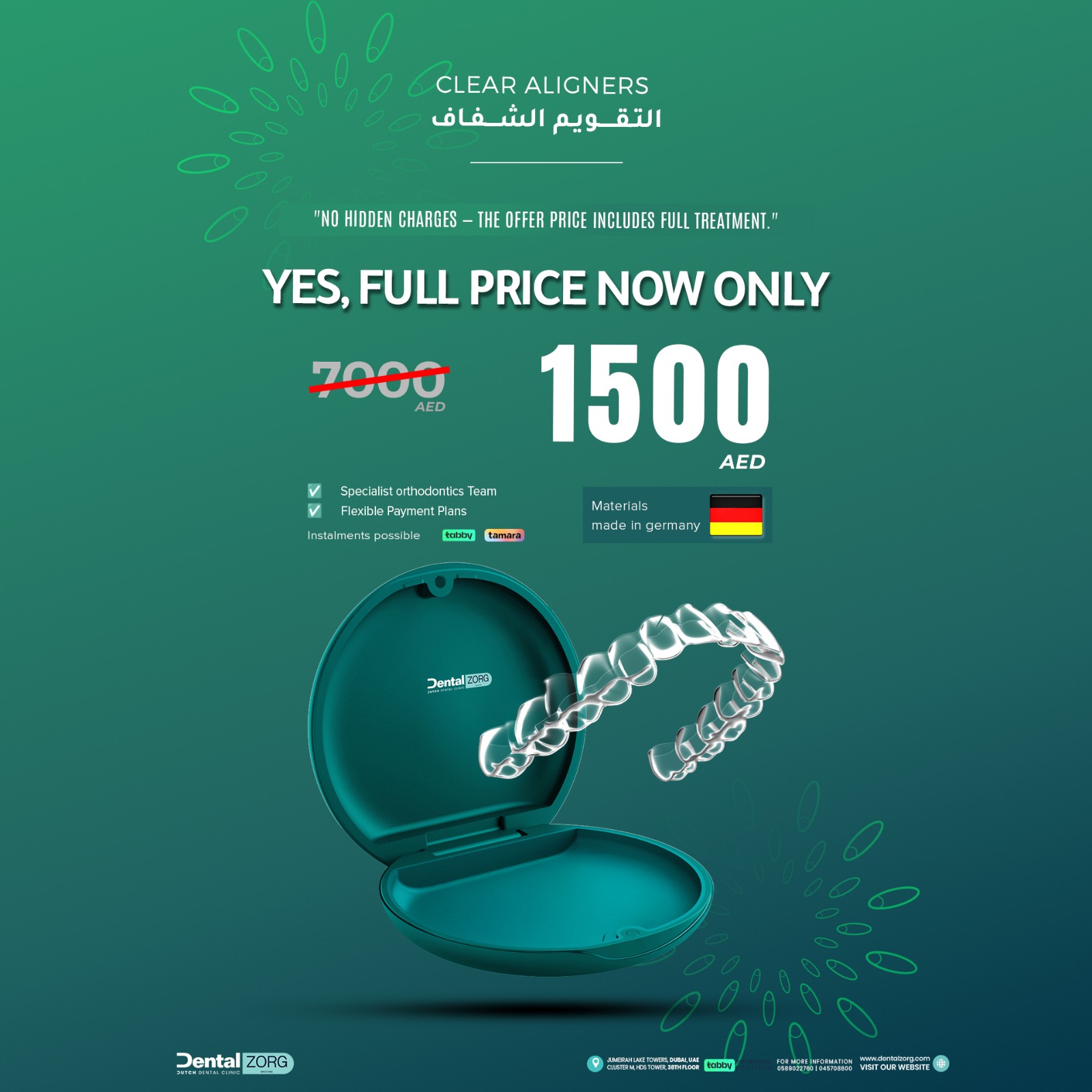 Dentalzorg Dentistry Dubai JLT Facebook ad from Sep 11, 2025