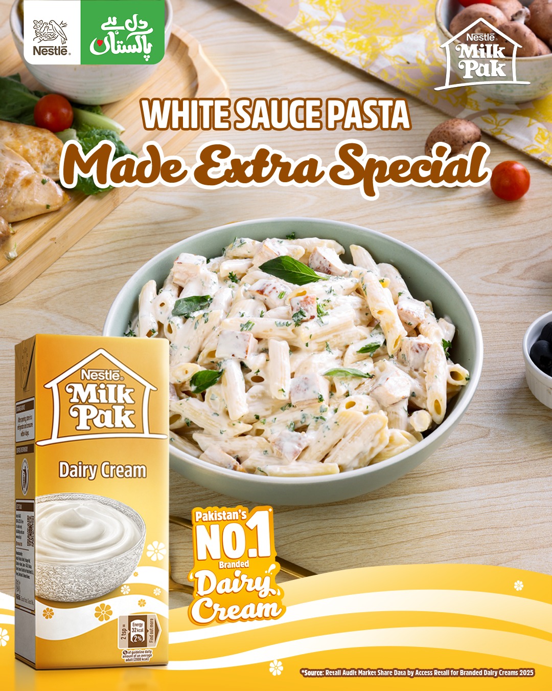 Nestlé MilkPak Cream Facebook ad: Make white sauce pasta extra special with NESTLÉ…