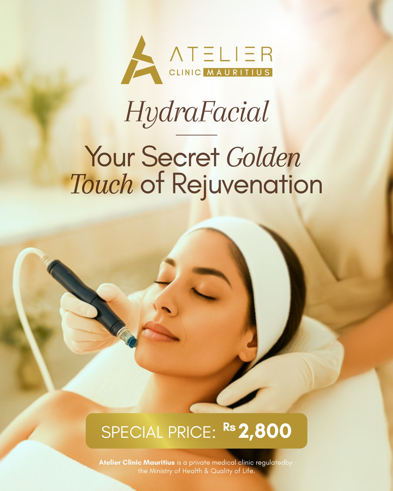 Atelier Clinic Mauritius Facebook ad: Glow without downtime.
