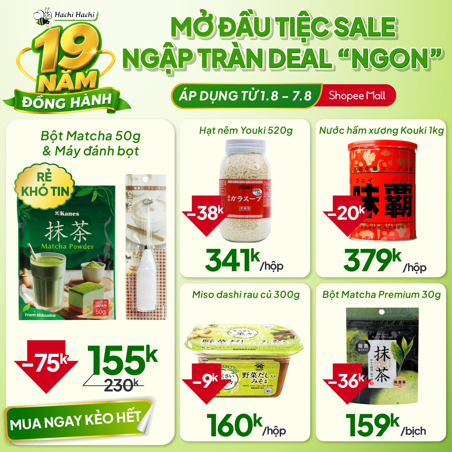 Hachi Hachi Shop Facebook ad: MỞ ĐẦU ĐẠI TIỆC SIÊU SAL 8/8
