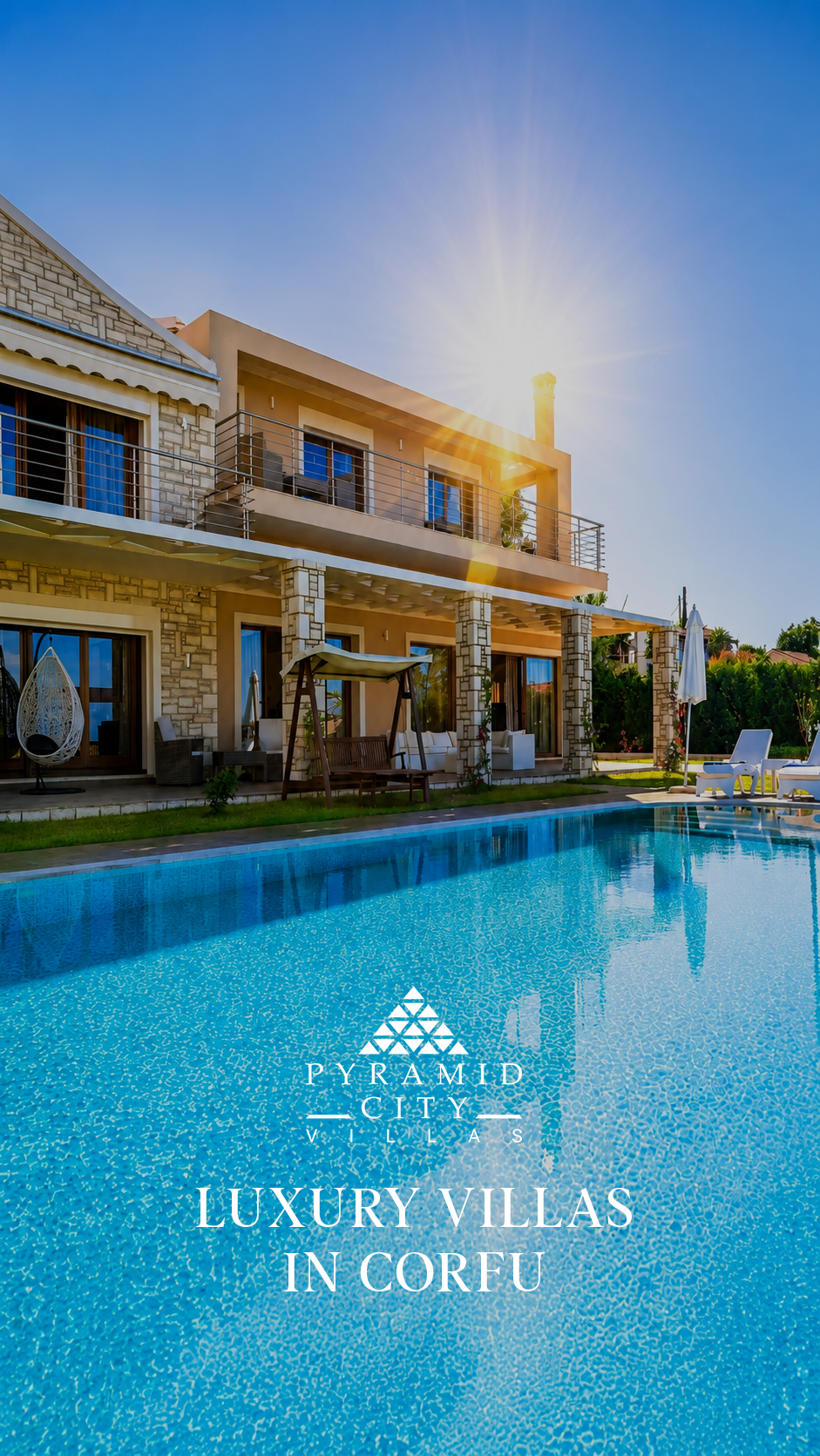 Pyramid City Villas Corfu Facebook ad: Your Private Summer Sanctuary Awaits