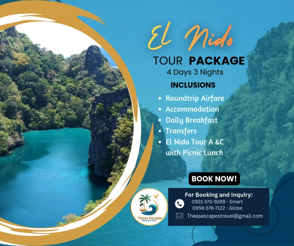 Thea's Escapes Travel and Tours Facebook ad: Escape to El Nido, Palawan!