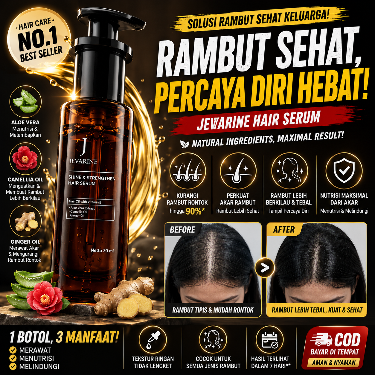 AdaSpace Store Facebook ad: STOP BIARKAN RAMBUT RONTOK SETIAP HARI!