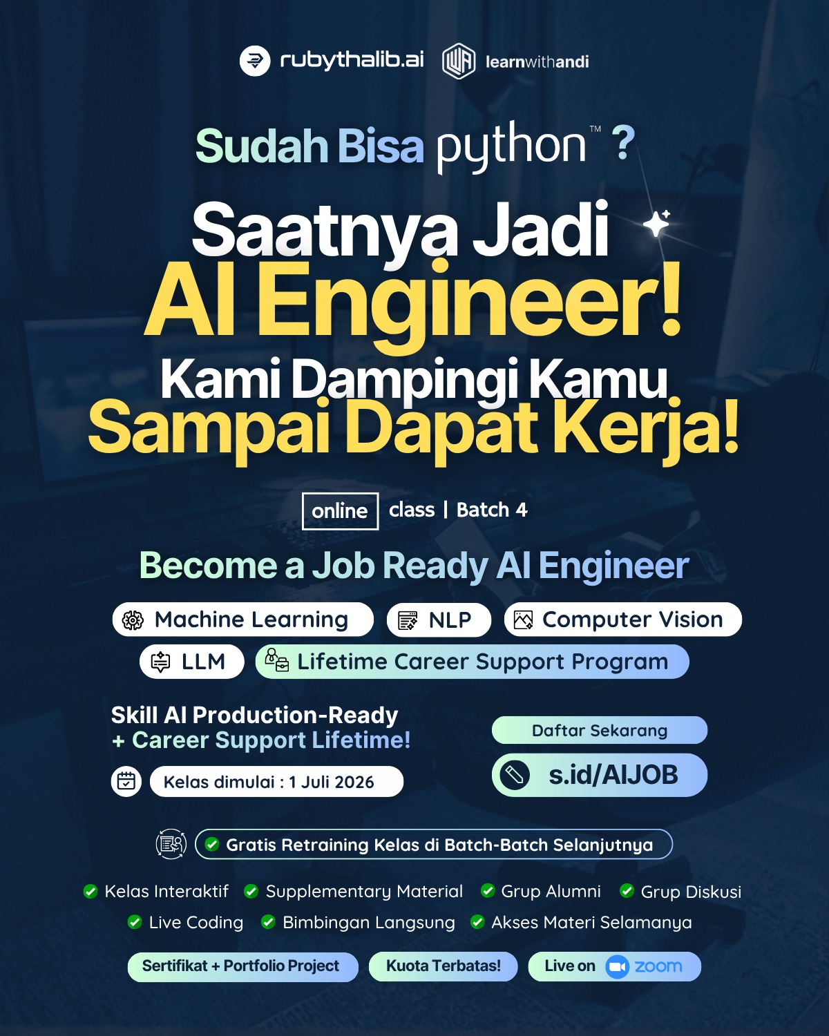 rubythalib.ai Facebook ad: Sudah bisa Python tapi karier AI-nya belum kemana-mana?