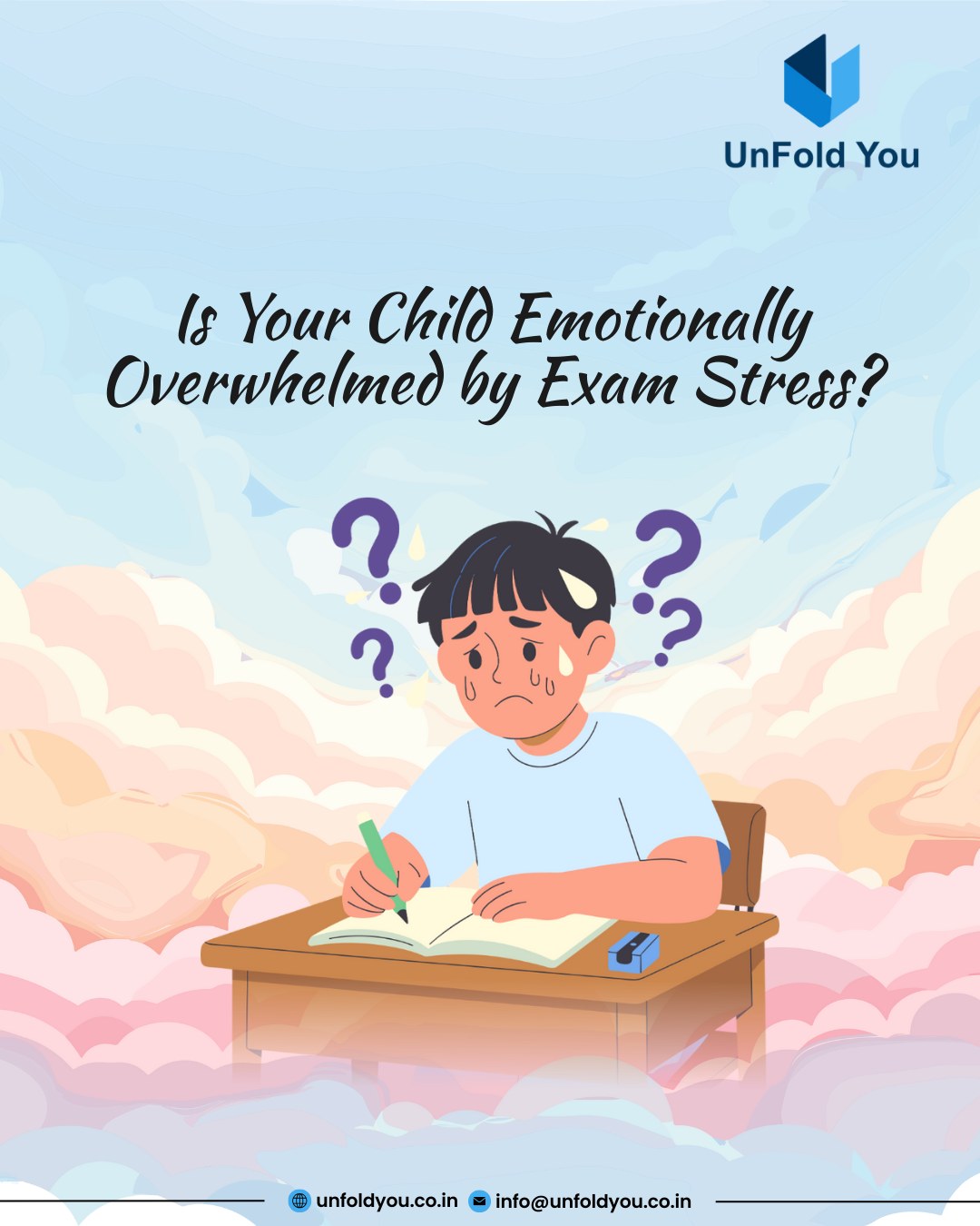 Unfold You Facebook ad: Is your child struggling with exam stress?