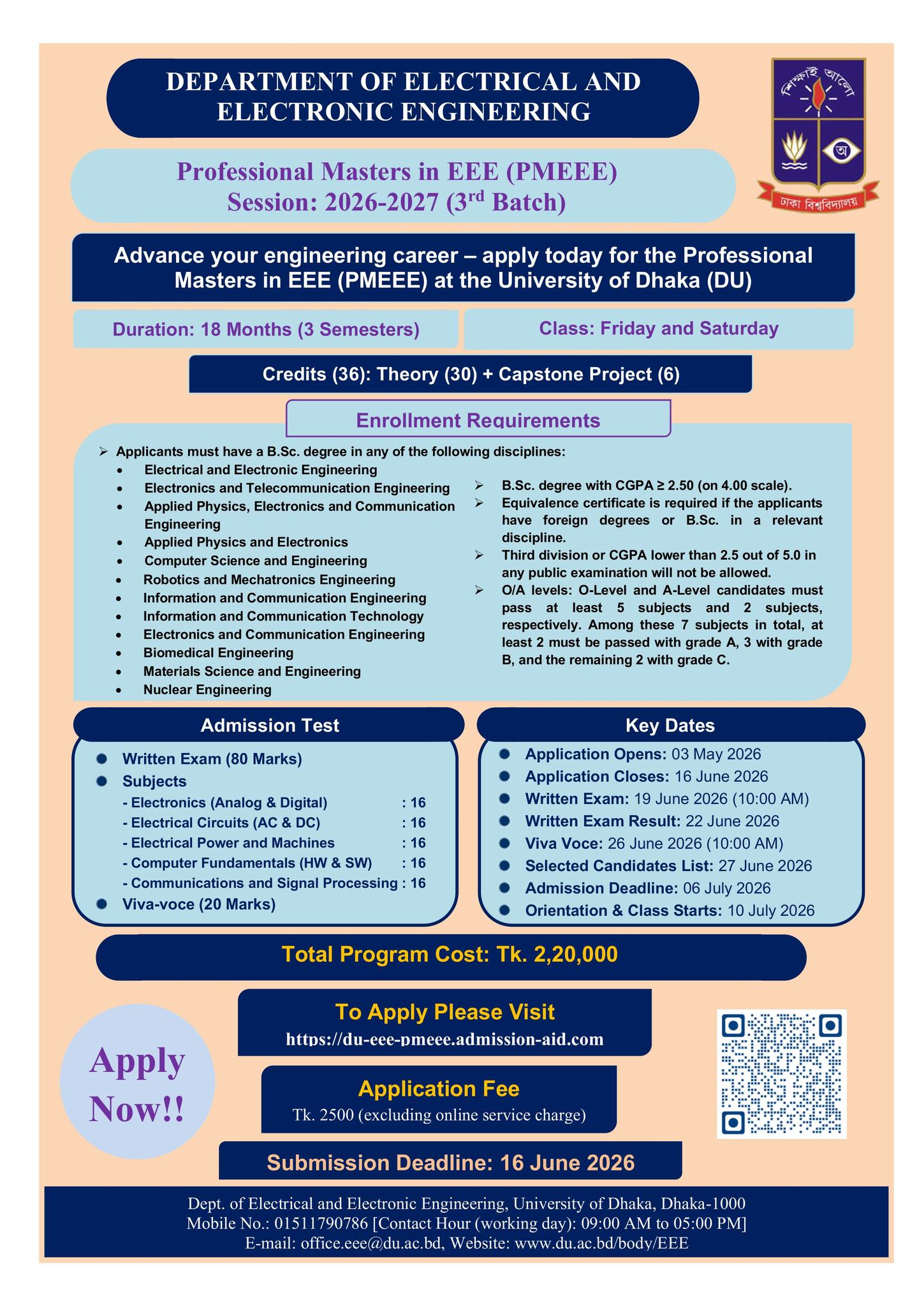 Department of Electrical and Electronic Engineering, University of Dhaka Facebook ad: Advance Your Engineering Career with DU EEE!