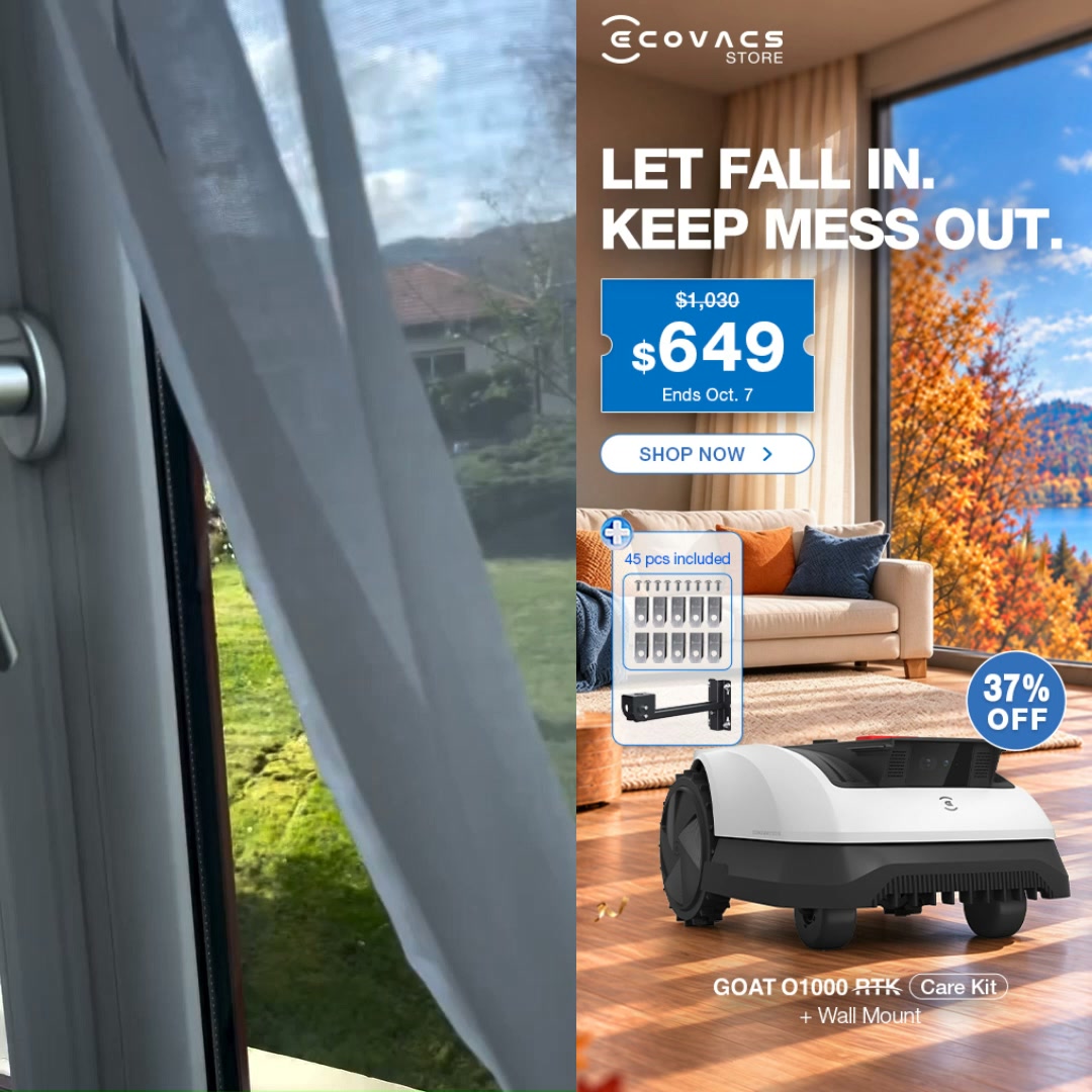 ECOVACS ROBOTICS Facebook ad: Fall exclusive-save big! GOAT O1000 RTK CARE KIT
