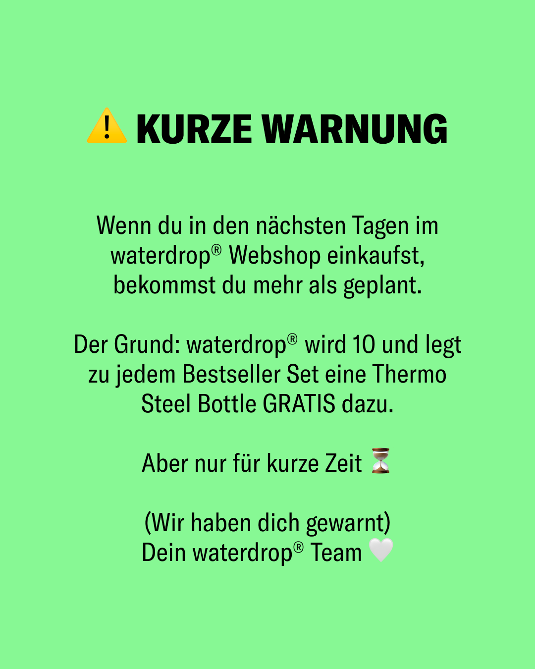 waterdrop Facebook ad: Wir haben Geburtstag, aber das Geschenk bekommst du!