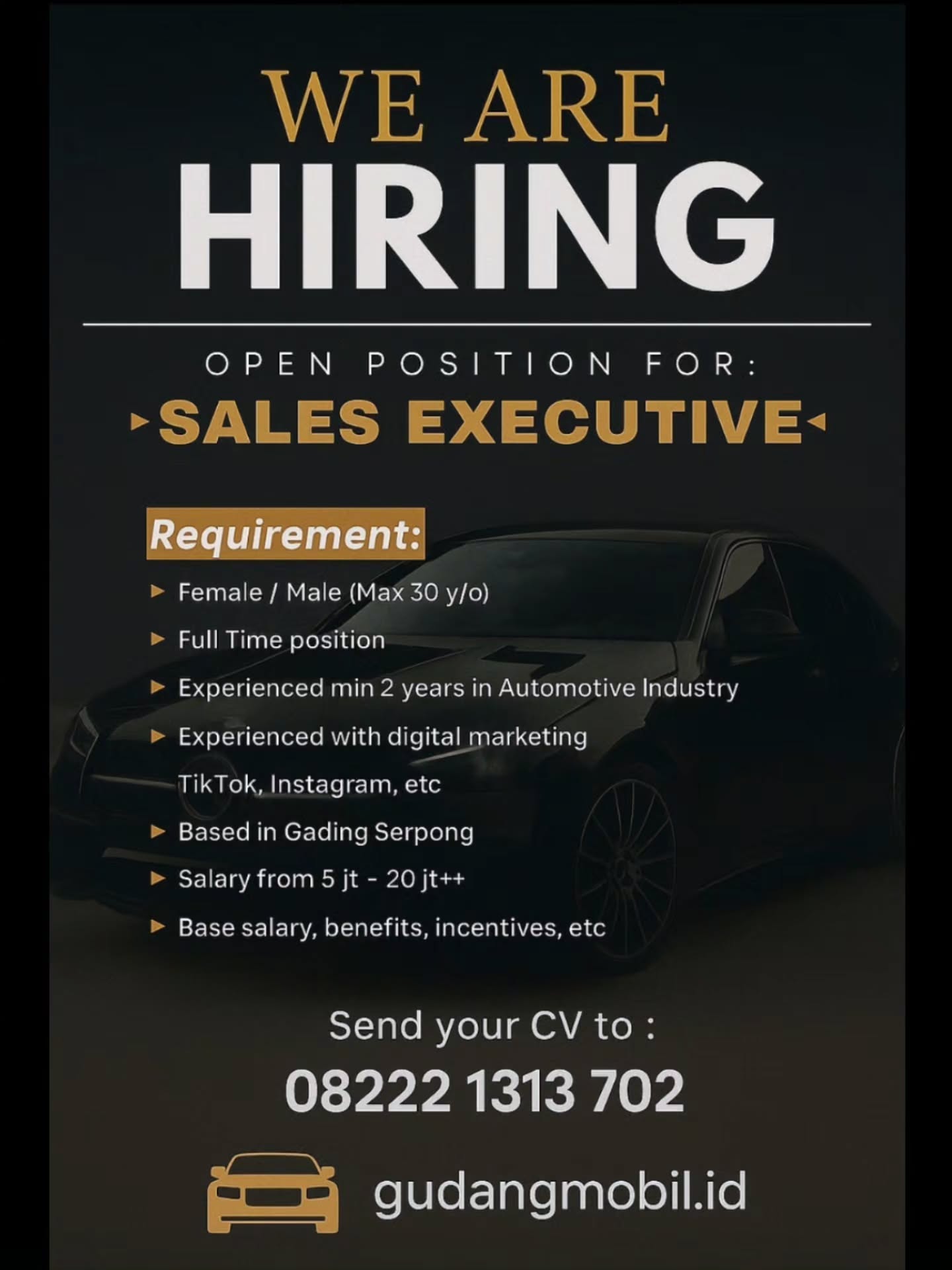 gudangmobil.id Facebook ad: Come and join our team as we are…