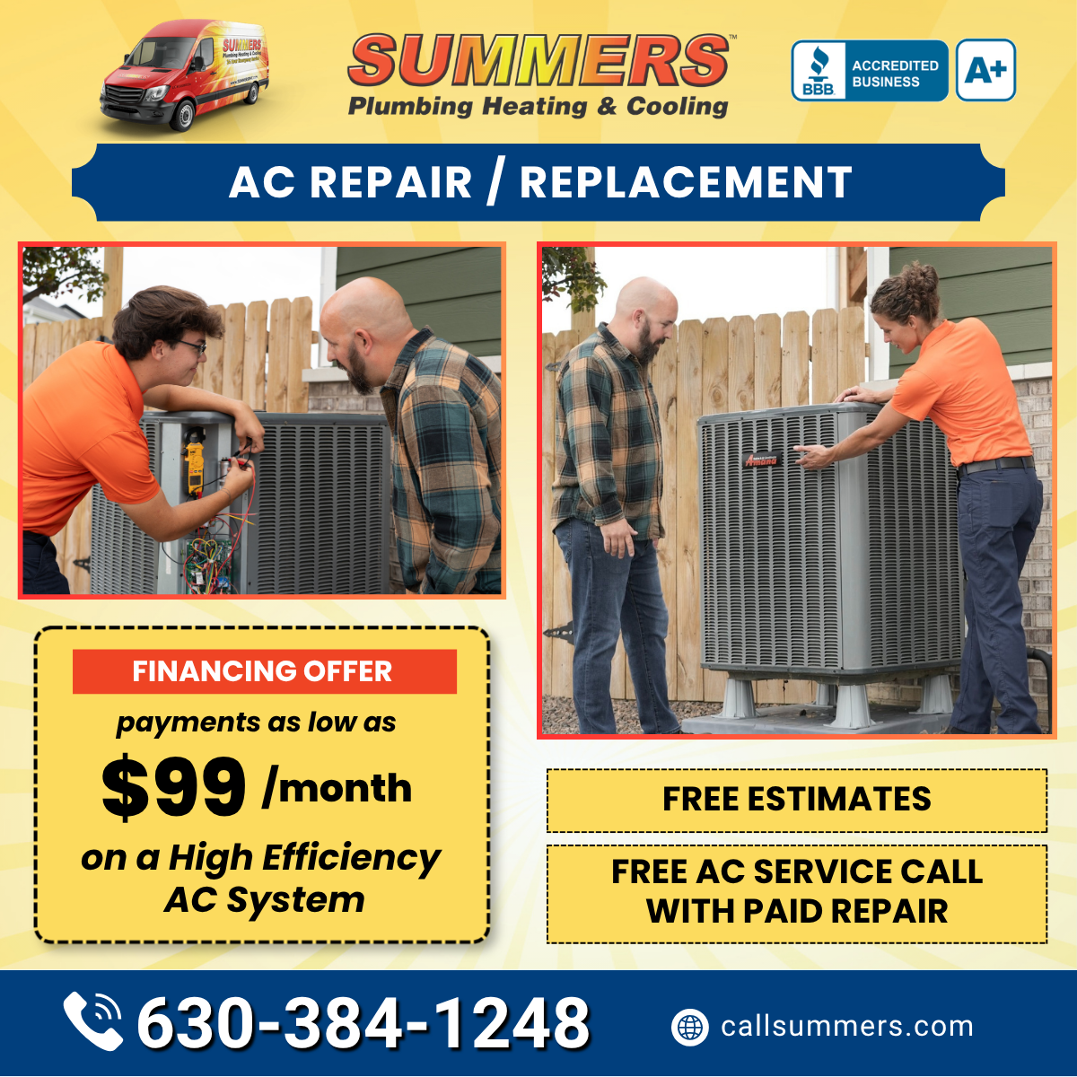 Summers Plumbing Heating and Cooling of Glendale Heights Facebook ad from May 14, 2026