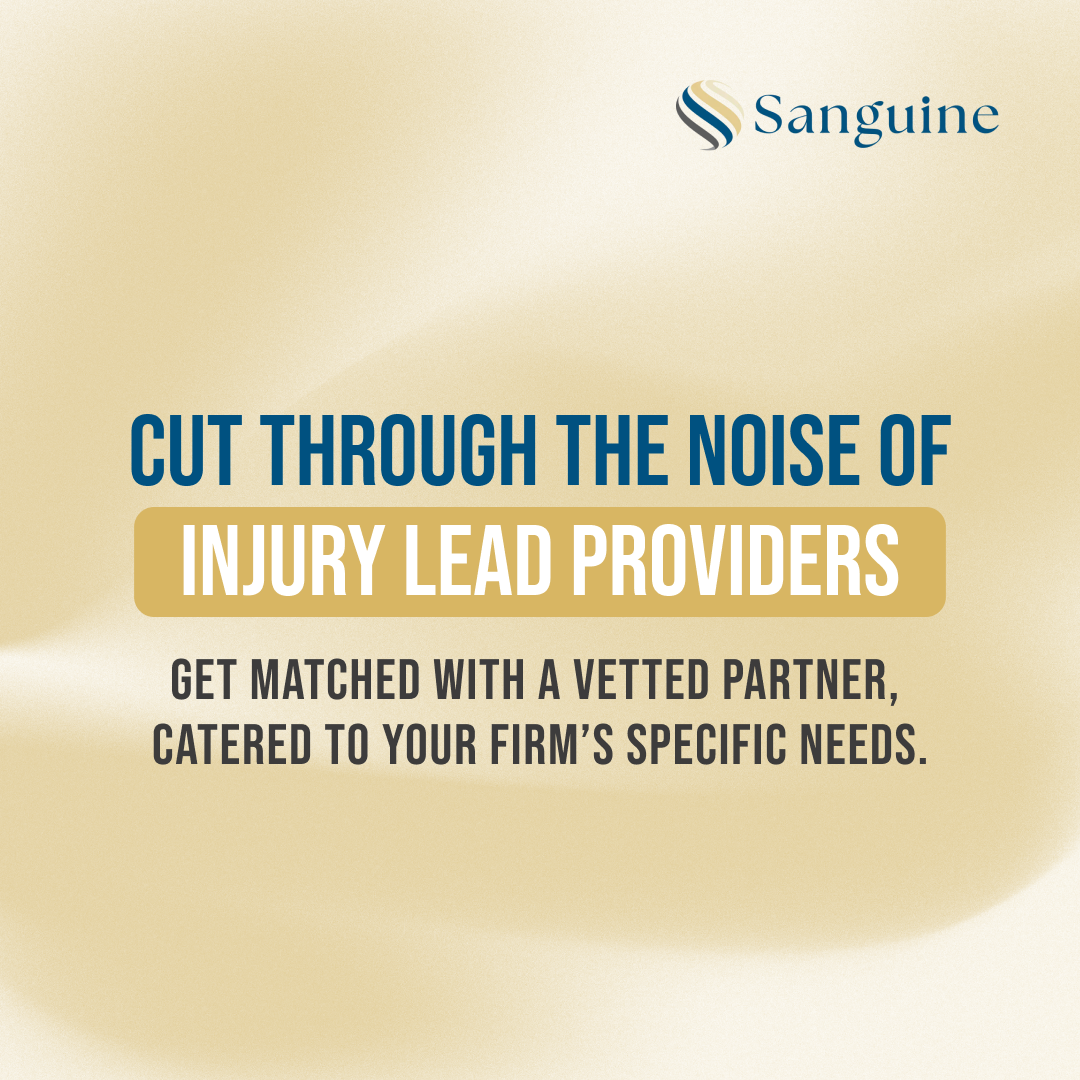 Sanguine Strategic Advisor Facebook ad: Get Matched With a Verified PI Leads Partner