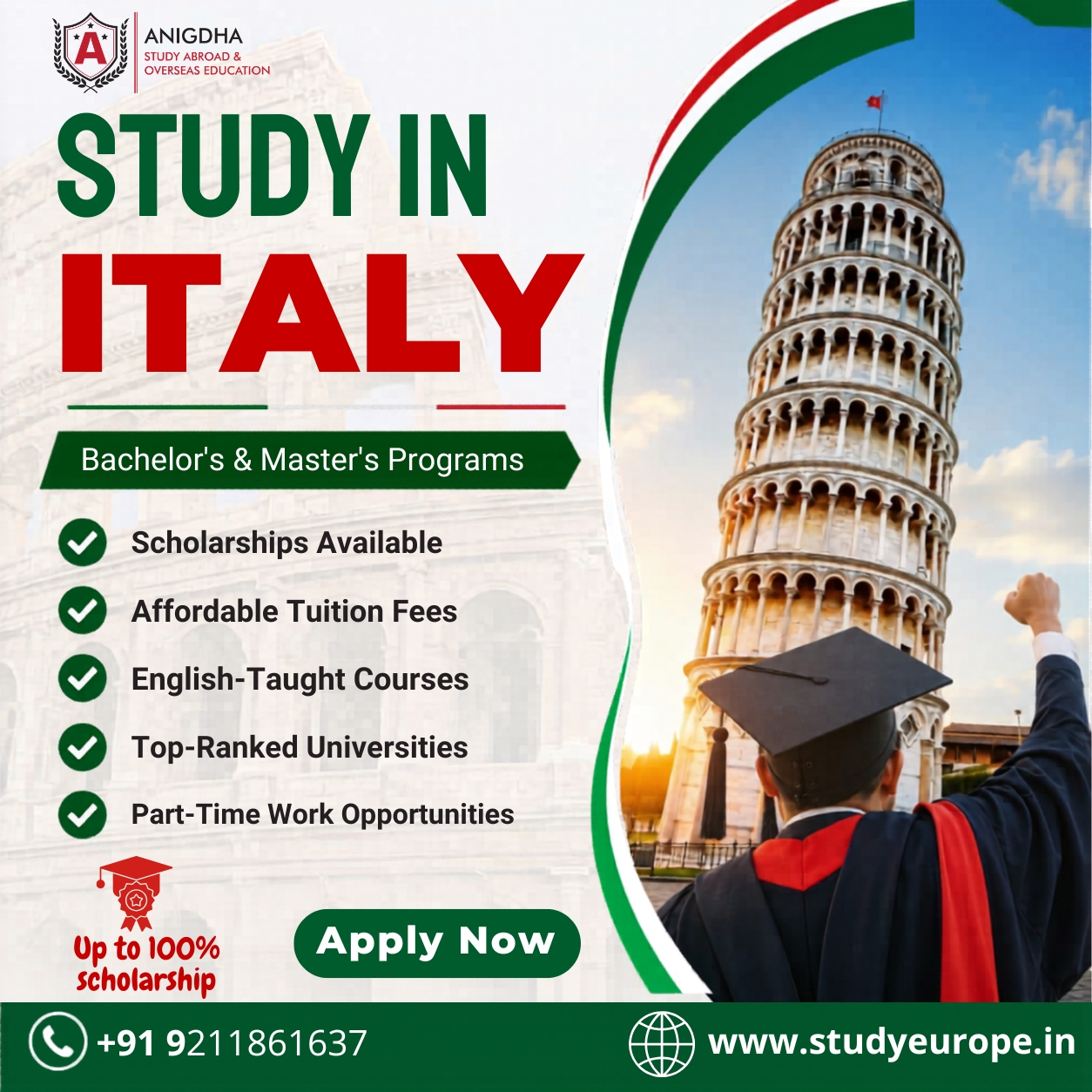 Anigdha Facebook ad: Dreaming to study in Italy