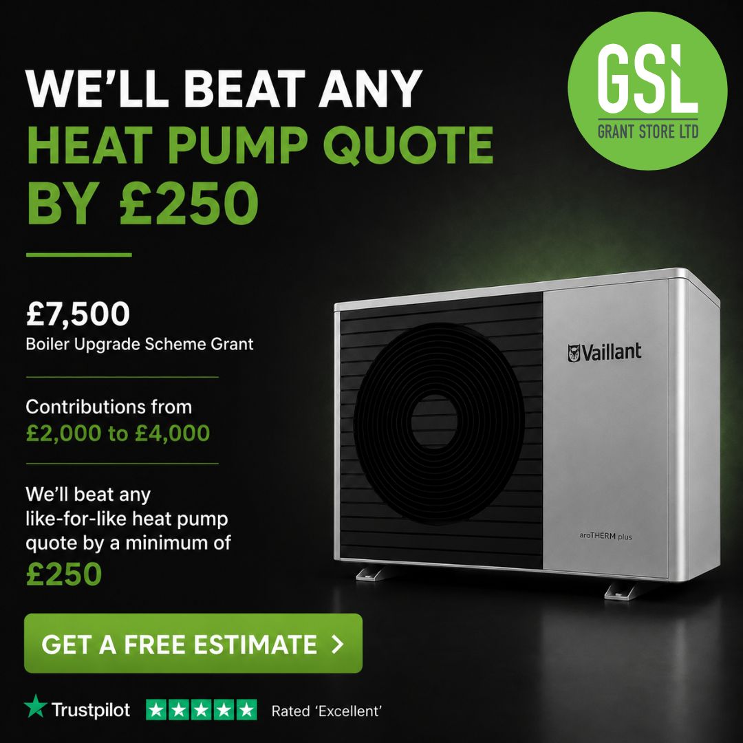 Grant Store Facebook ad: We Will Beat Any Heat Pump Quote By £250