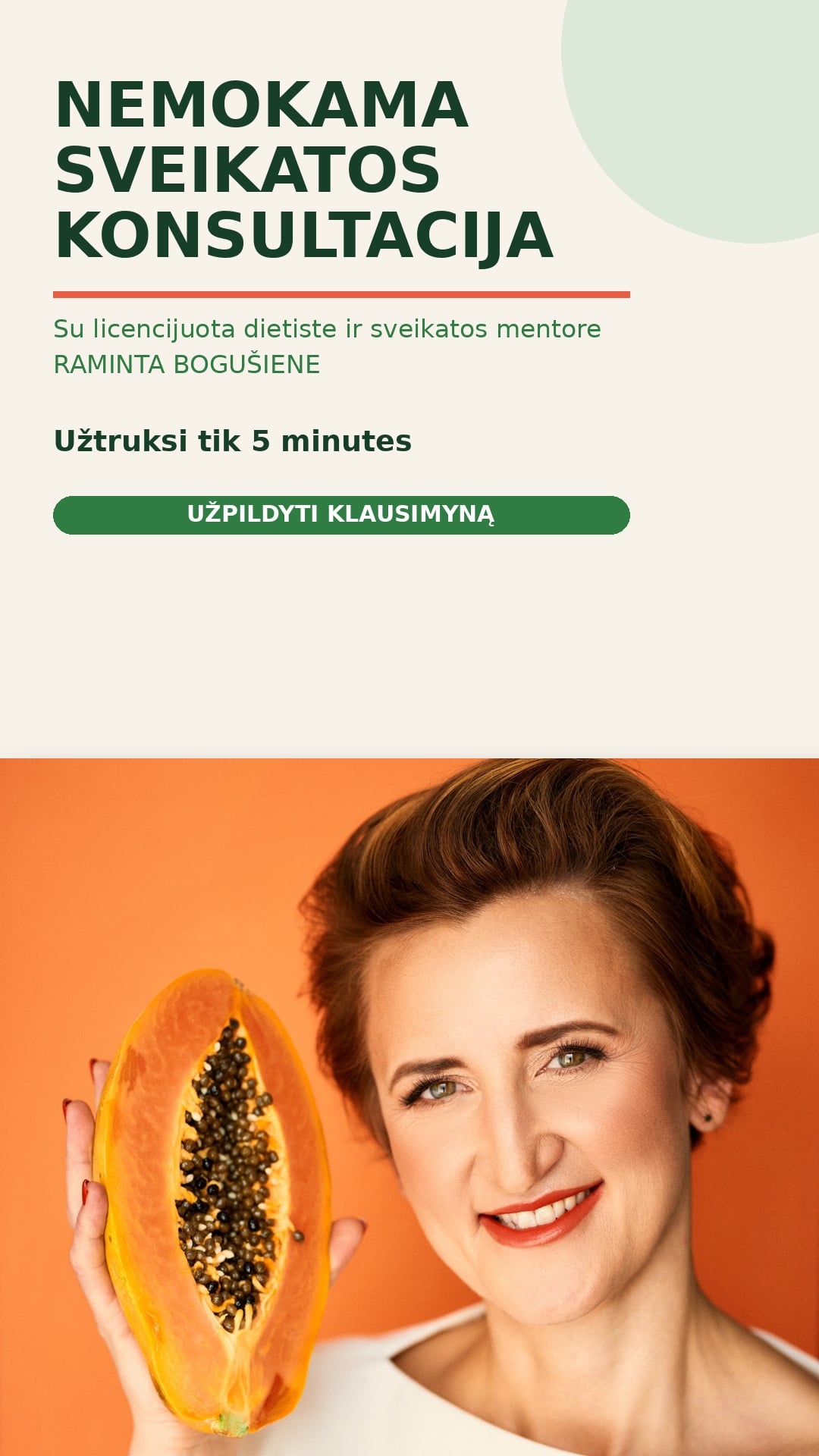 Sveikatai palankus su Raminta Bogušiene Facebook ad: NEMOKAMA KONSULTACIJA