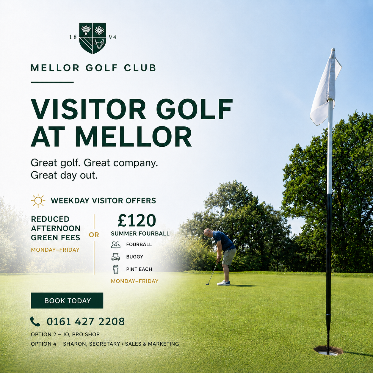 Mellor Golf Club - ads Facebook ad: Book Your Spot Today!