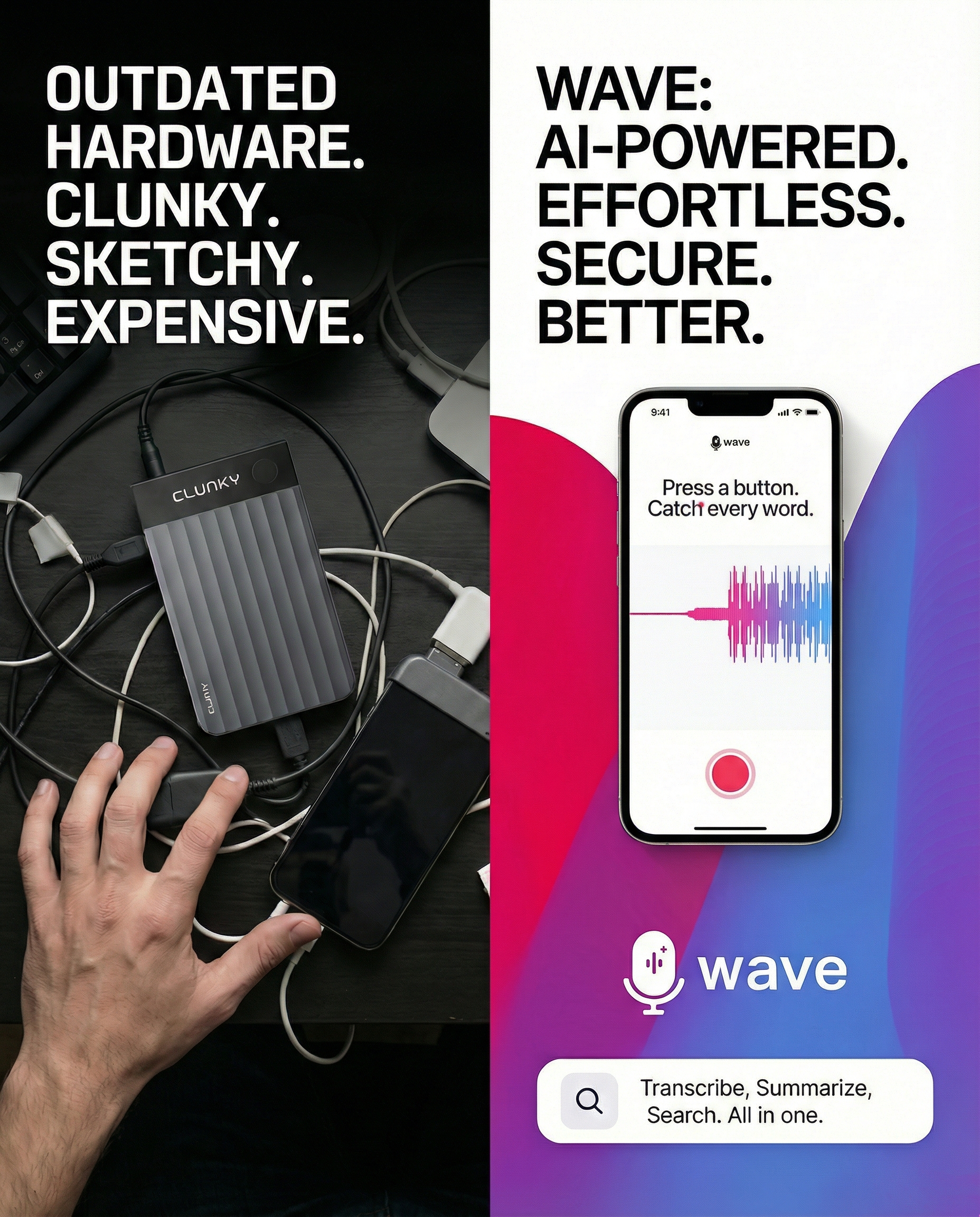Wave AI Note Taker Facebook ad