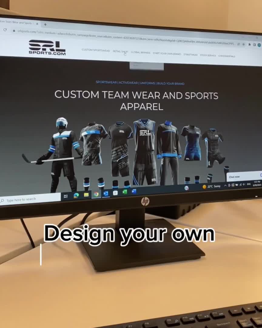 SRL Sports Facebook ad: Design your own custom team wear for any sport