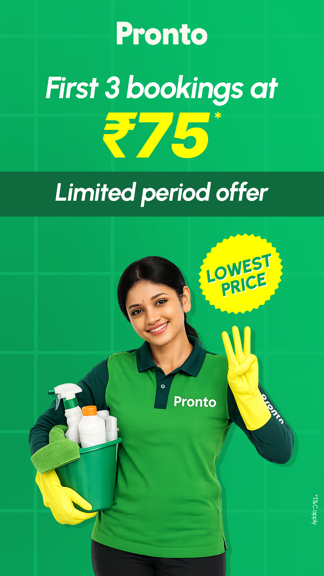 Pronto - India's 10 Minute Home Services App Facebook ad