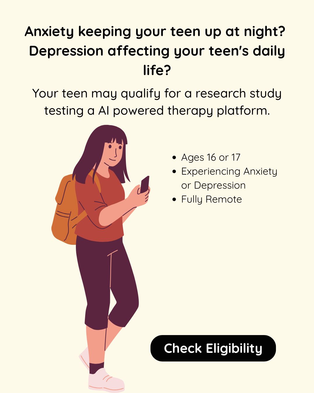 Lindus Facebook ad: Paid Research Study: Anxiety & Depression in Teens
