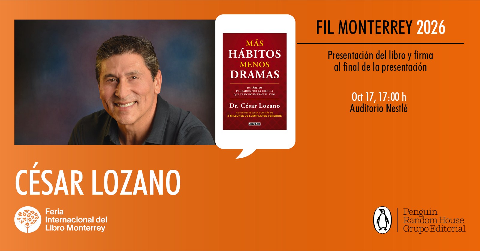 Penguin Eventos Mx Facebook ad: FIL MTY 2026 | César Lozano presenta Más hábitos, menos…