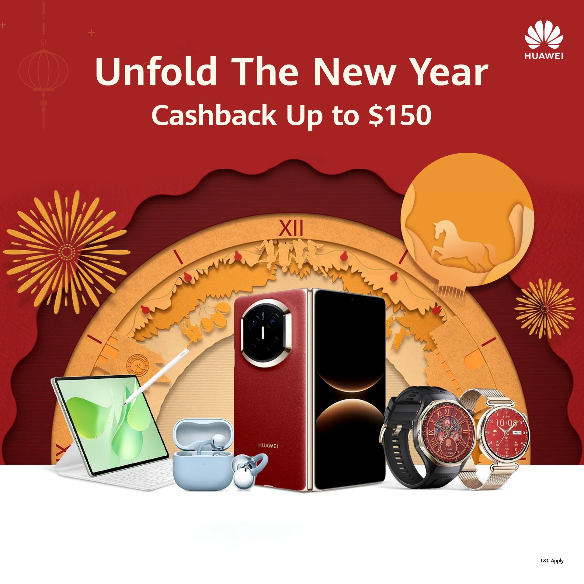 Huawei Mobile Facebook ad: រីករាយជាមួយប្រូម៉ូសិនរដូវកាលចូលឆ្នាំចិន ឆ្នាំថ្មី របស់ថ្មី…