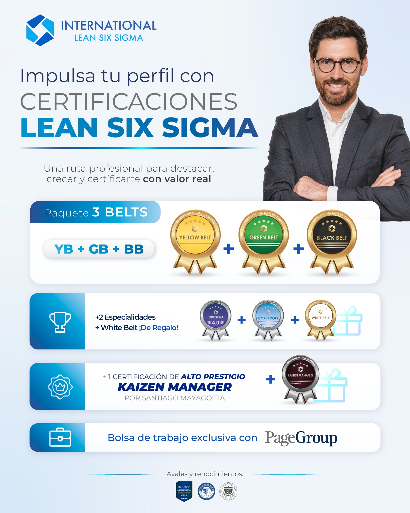 International Lean Six Sigma Facebook ad: Lean Six Sigma con certificaciones que nadie más ofrece
