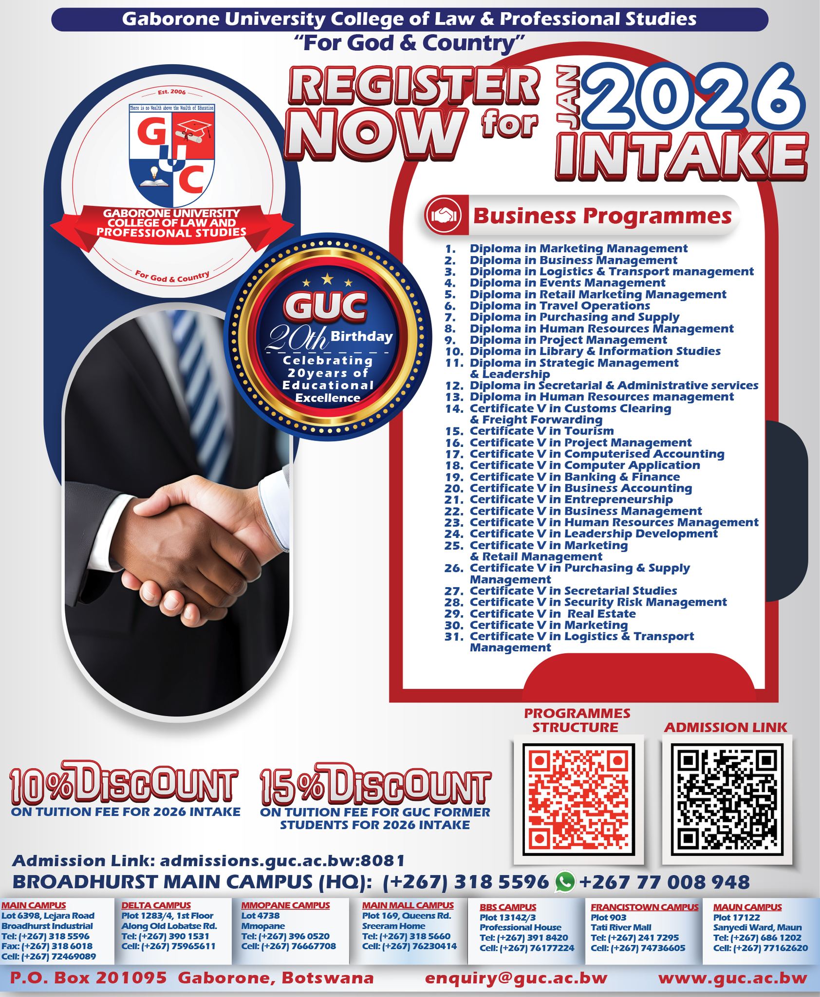 Gaborone University College of Law & Professional Studies Facebook ad