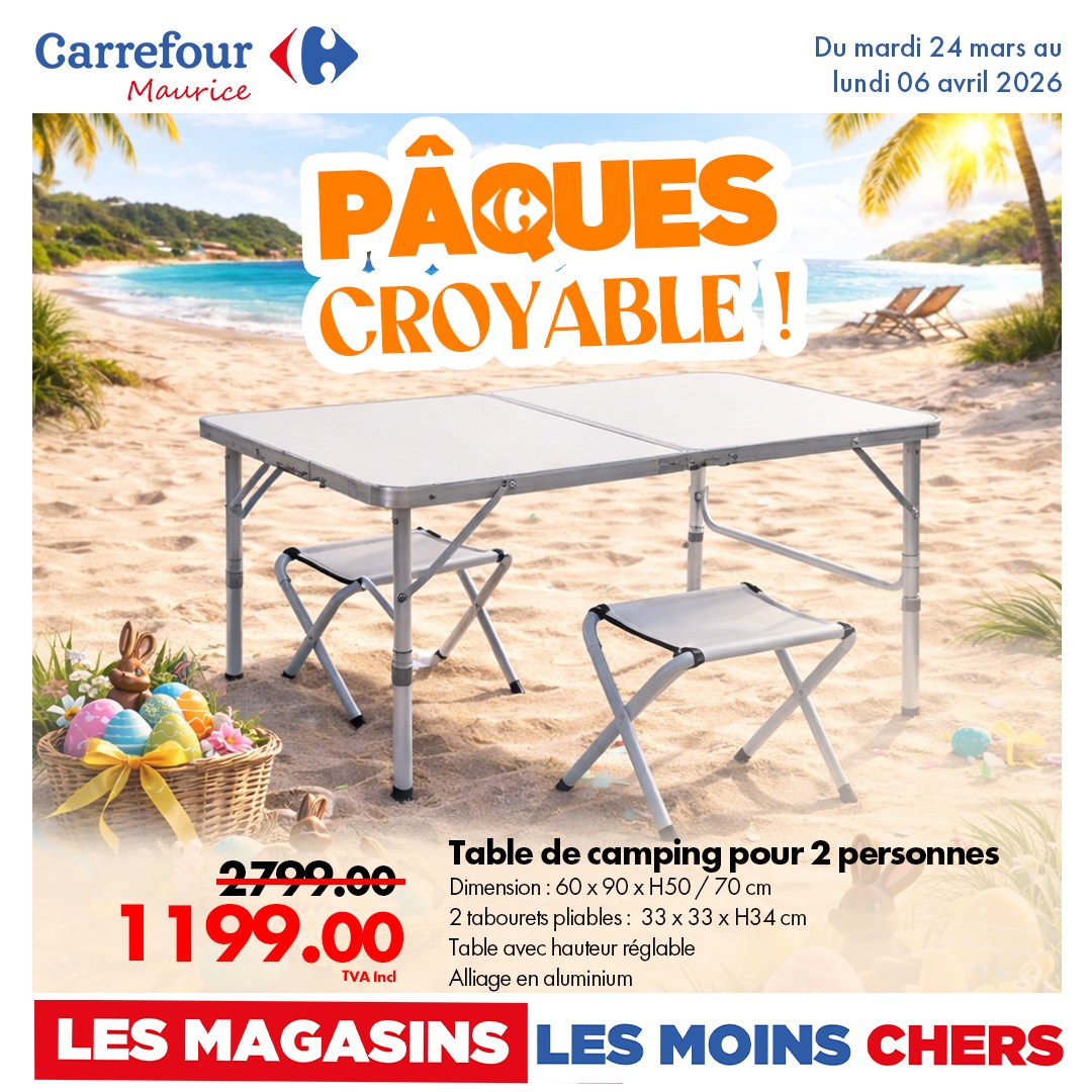 Carrefour Maurice Facebook ad: Pâques Croyable débarque dans vos magasins les moins…