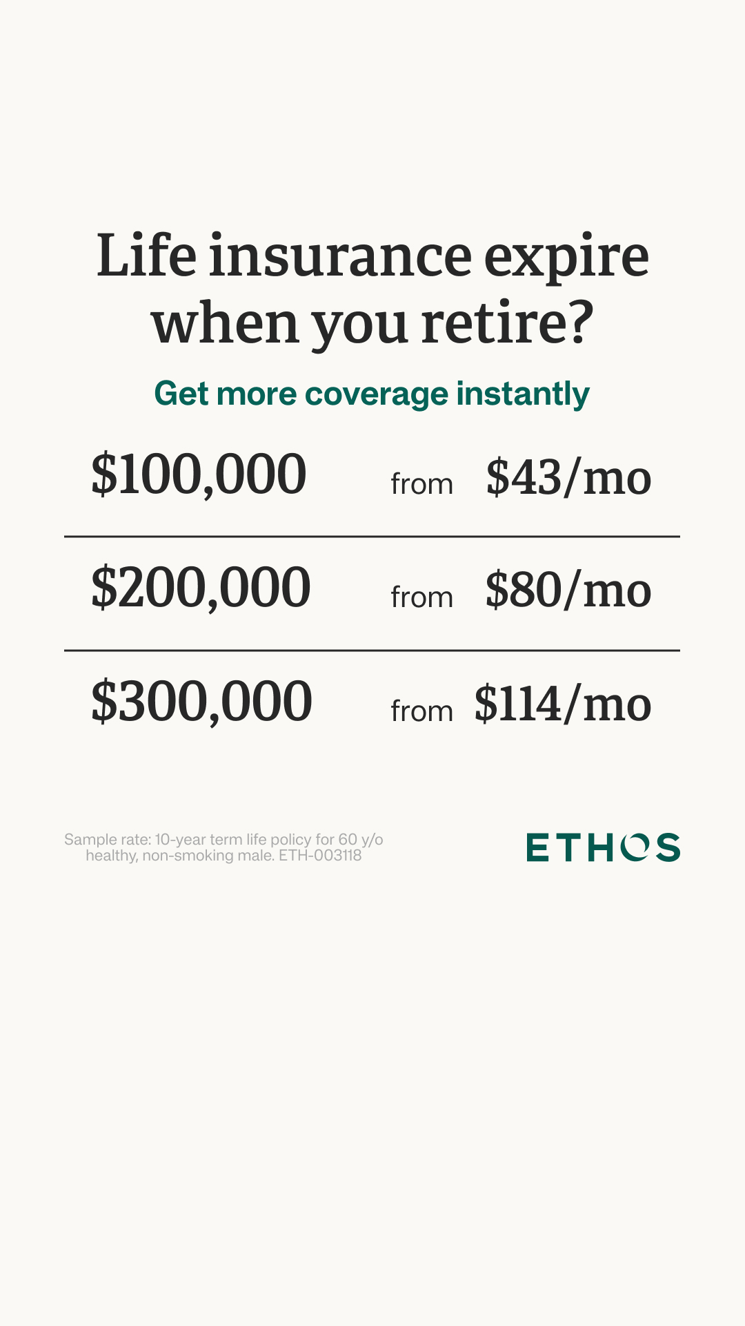 Ethos Facebook ad