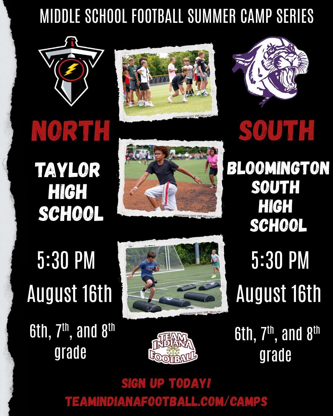 Team Indiana Football Facebook ad: Football Camp: 6th-8th Gr