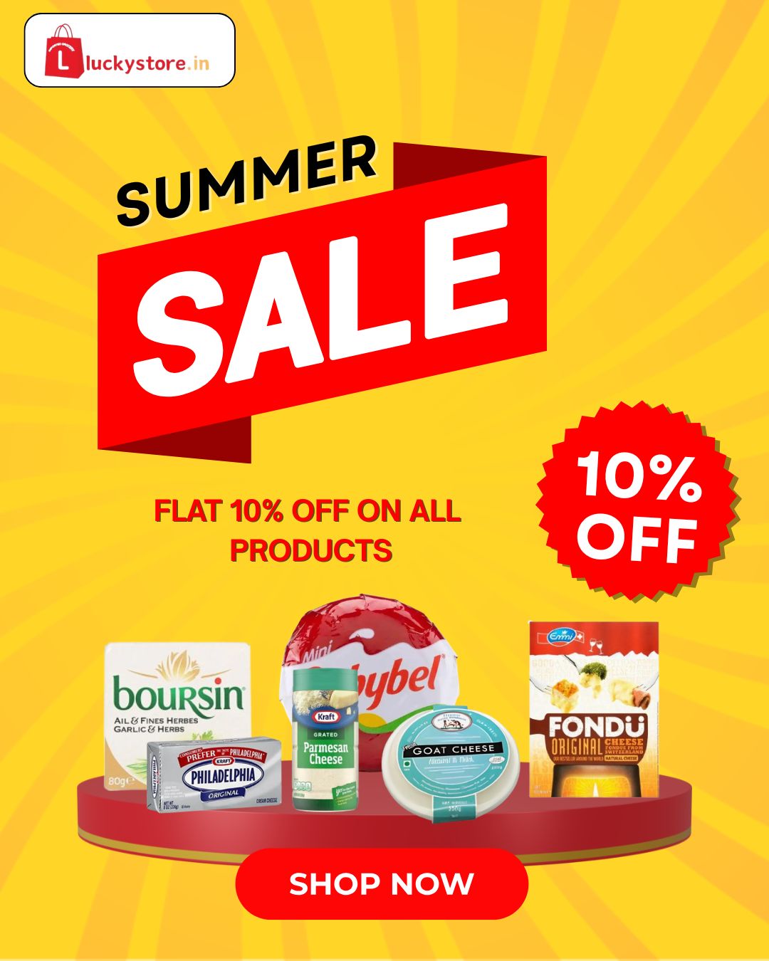 Lucky Store Food & Beverage Imported Facebook ad: Imported Cheese 10% OFF