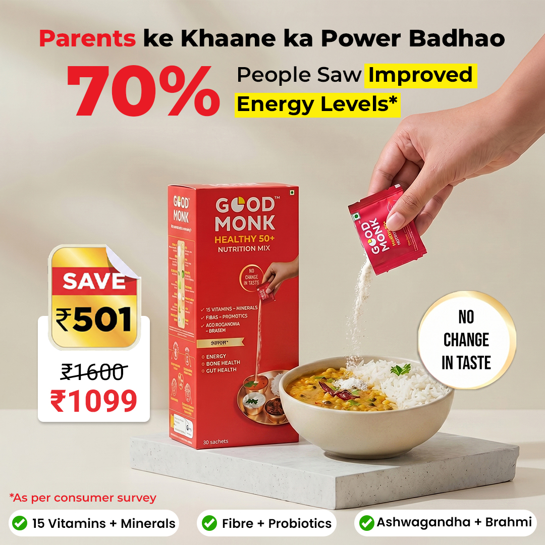 Good Monk Nutrition Facebook ad: Buy Nutrition Mix Multivitamin Sachet for 50+ Seniors |…