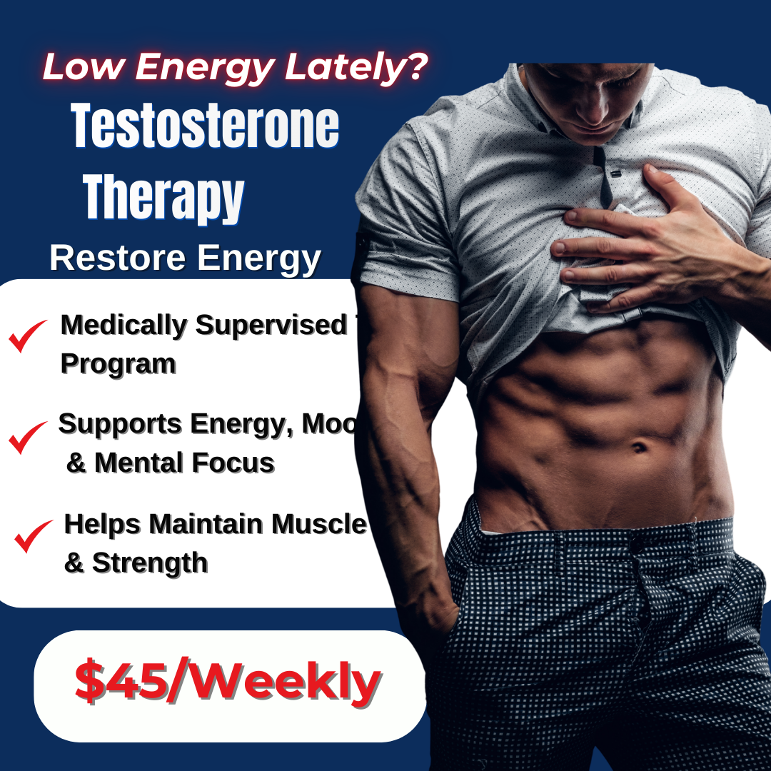 Evolve Medical Facebook ad: Explore Testosterone Therapy for Energy & Strength