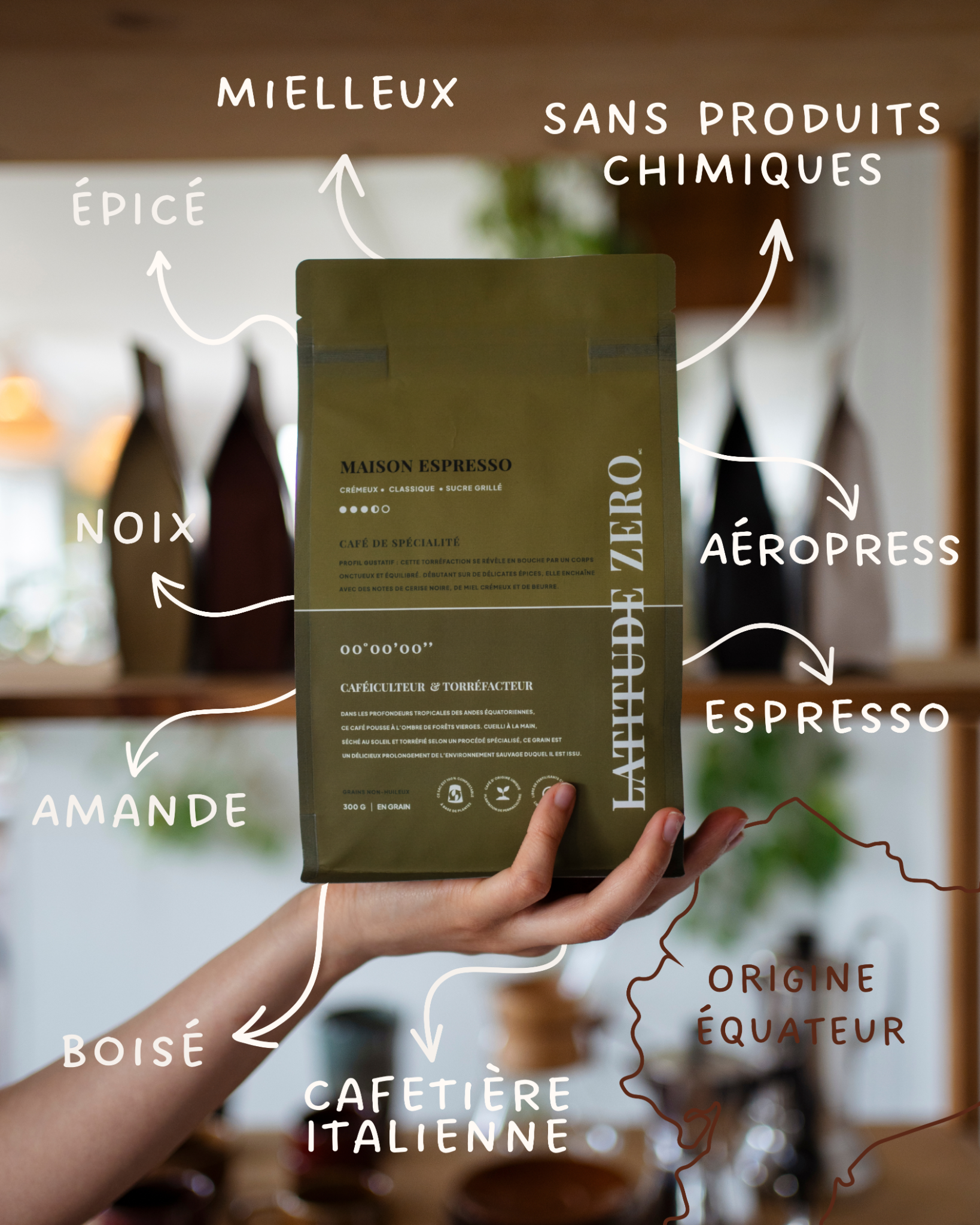 Café Latitude Zéro Facebook ad: Un café qui n’a jamais été arraché à…