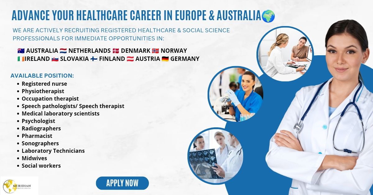 Meridian Migration Services Facebook ad: Advance Your Healthcare Career in Europe & Australia