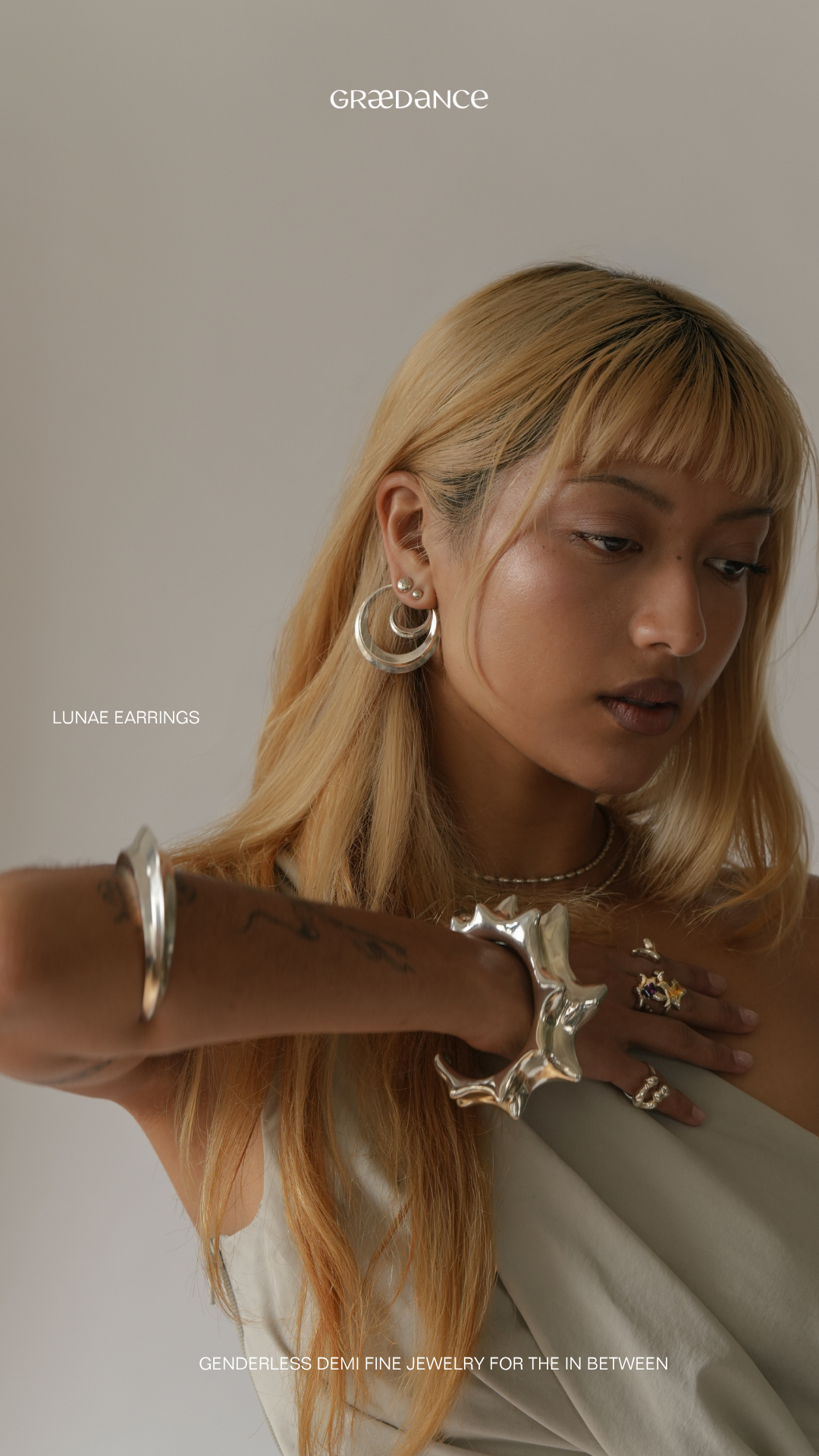 Graedance Facebook ad: Inspired by the crescent moon, the Lunae Earrings…